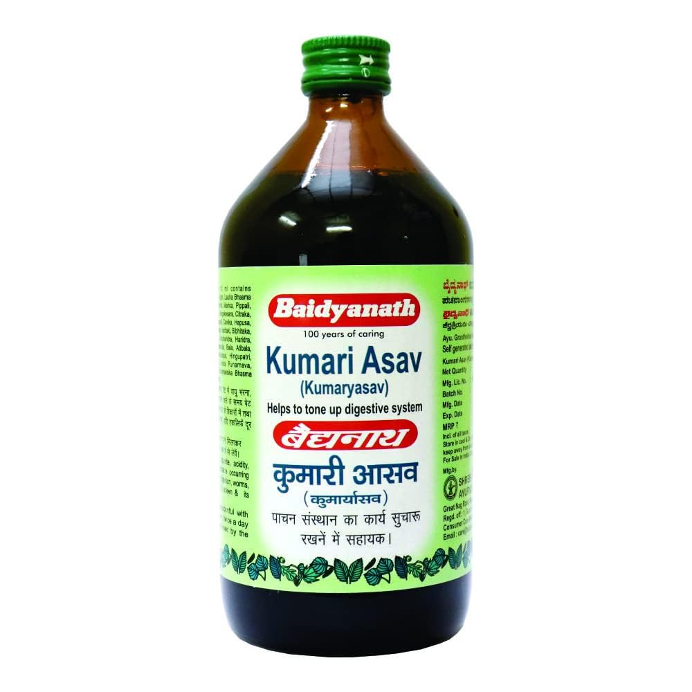 Baidyanath Kumari Asava – 450 ml (Pack of 2)- Ayurvedic Herbal Tonic | Digestive Health & General Wellness | Natural Ingredient
