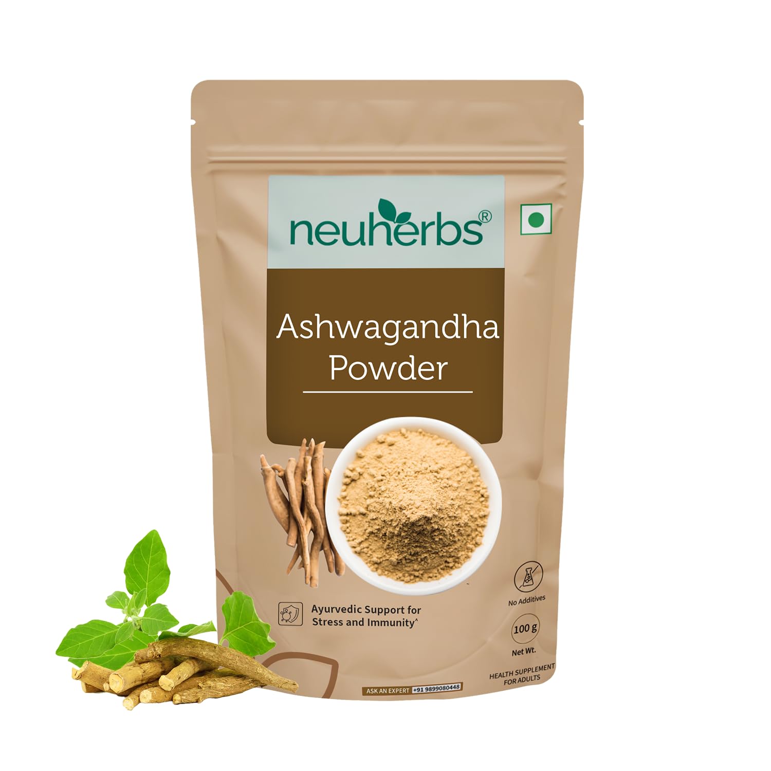 Neuherbs Ashwagandha Powder – 100 Gm | Ayurvedic Support for Stress Relief, Mental Calmness & Anxiety Issues | Support Strength & Energy | Certified