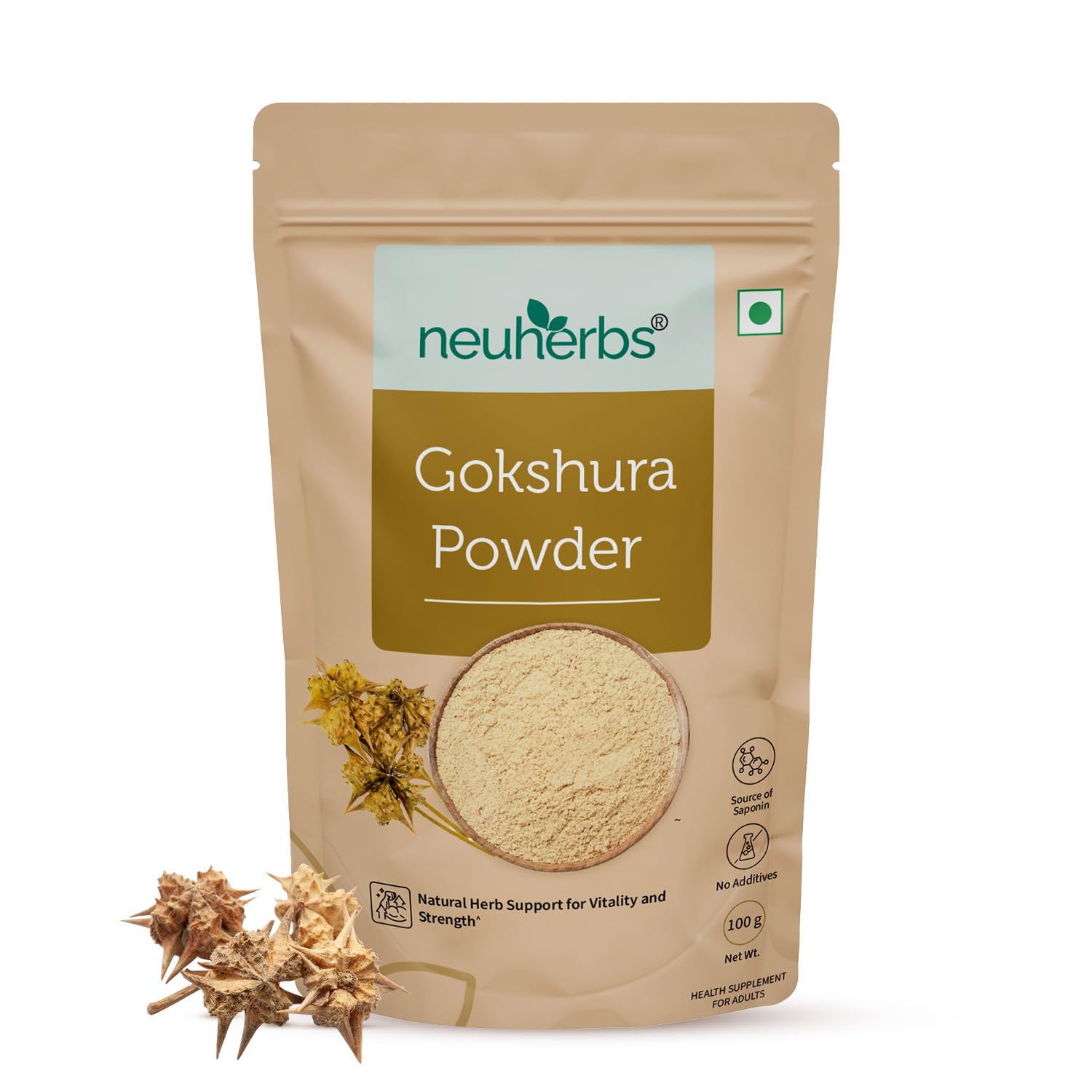 Neuherbs Gokshura Powder (100g Pack of 1) Natural Herb For Men | To Promote Energy & Strength | No Added Preservative or Additives | Tribulus Terrestris