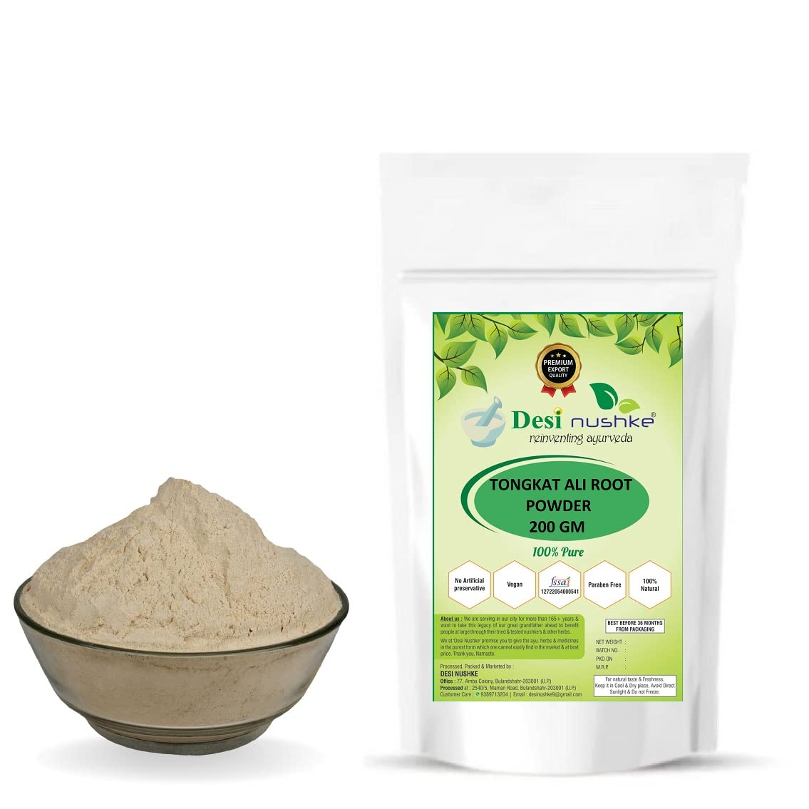 Desi Nushke 100% Natural Tongkat Ali Root Powder – Longjack – Boost Energy and Immunity – Relieves Stress – For Muscles – Pure & Natural (200 Grams)