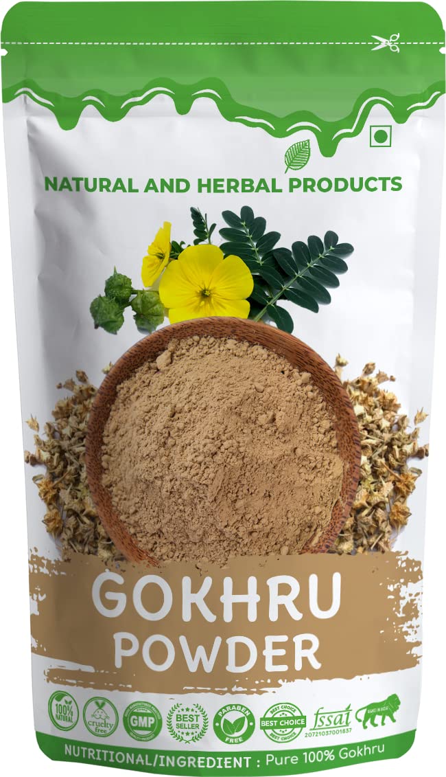 Gokhru Churna Powder/Gokshura/Tribulus Terrestris Powder for Juice, Men & Women, Weight Loss, Eating, Drinking, Edible, Diabetes, Face, Skin, Hair Growth, Churan, Pure, Organic, Herbal(100Gm)