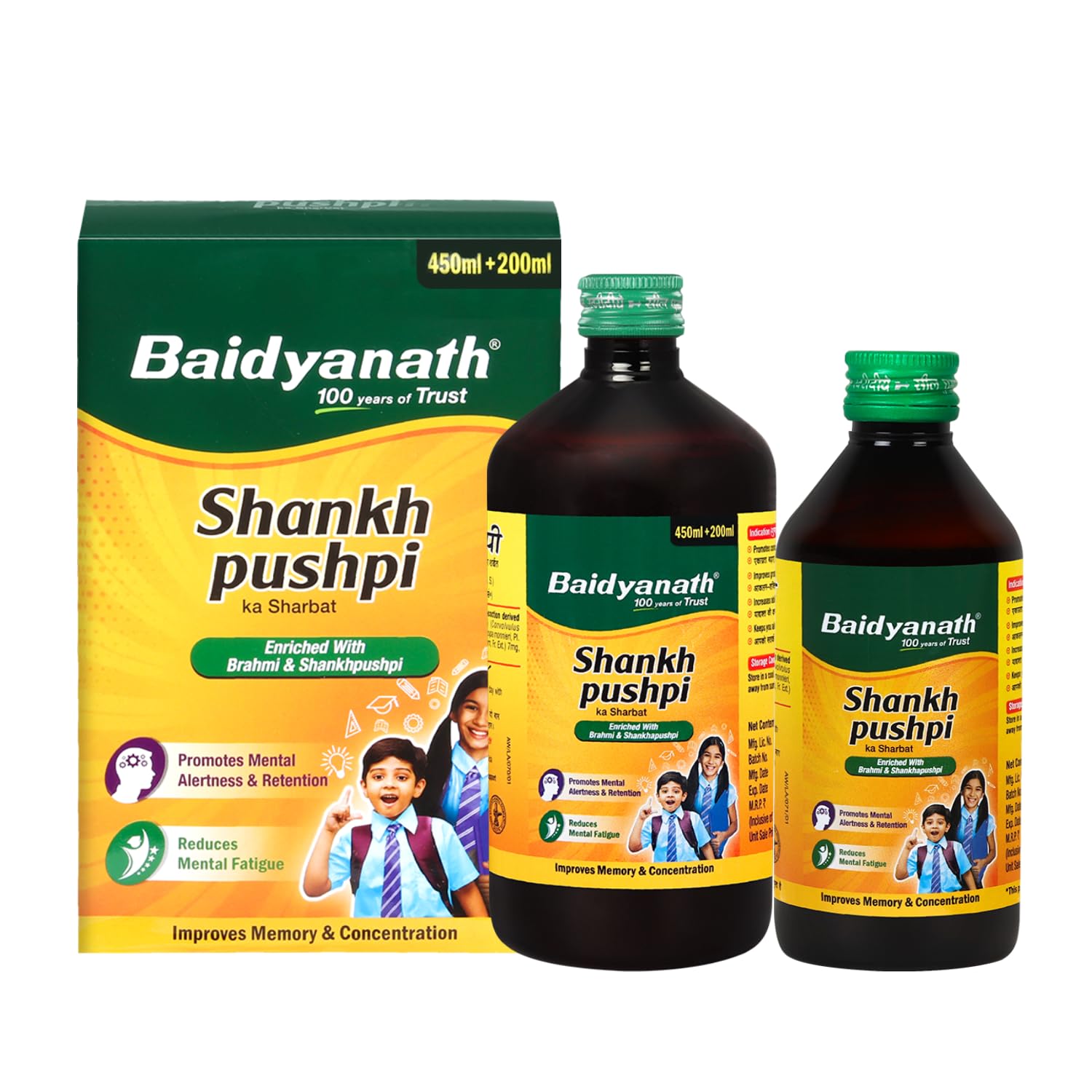 Baidyanath Shankhpushpi Sharbat – 650 ml | Helps Improve Memory, Cognitive skills & Mental fatigue (Pack of 1)