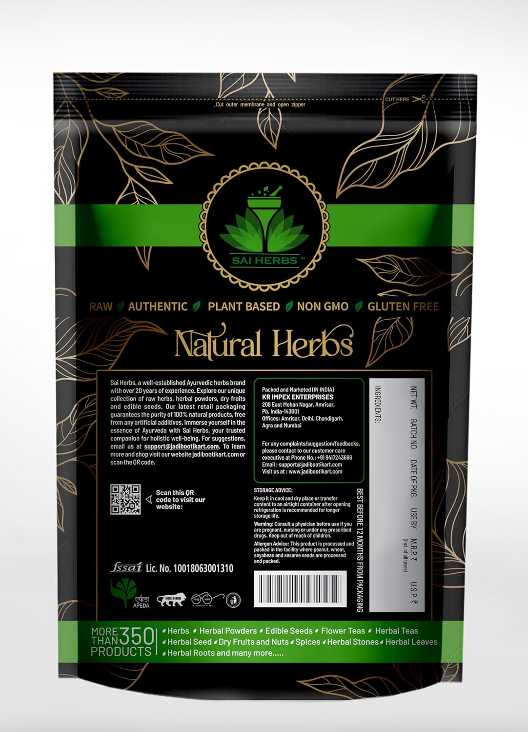 SAI HERBS Salab Punja Mitha – Salam Panja Meetha – Salab Panja – Lucky Hand Root – Hatta Haddi – Marsh Orchid – Pure & Natural (25 Grams)