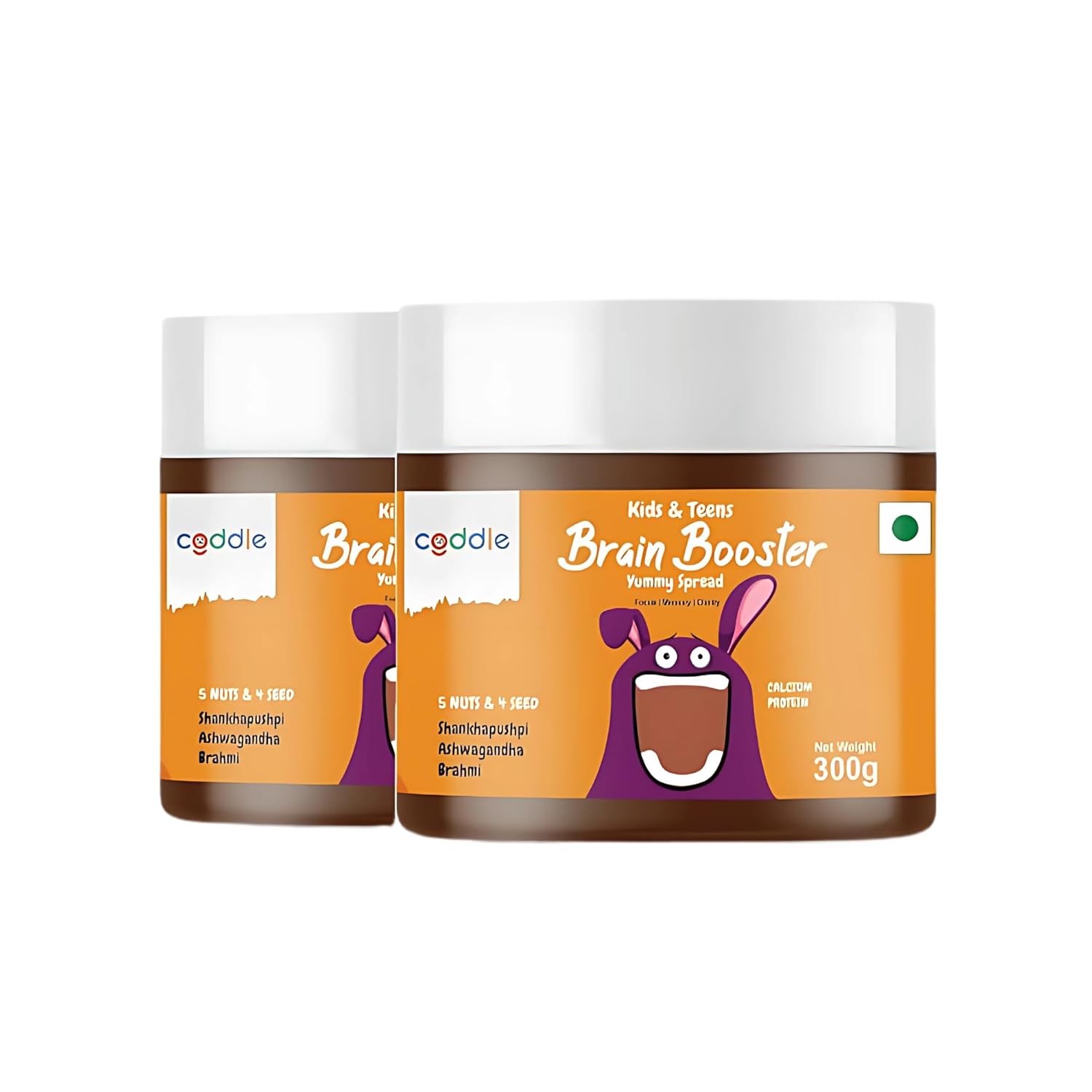 Coddle Best For Shrap Brain, Speech, Focus : Coddle Kids And Teens Brain Booster Chocolate Spread | Shankhapushpi | Ashwagandha | Brahmi (600 gm, 2, count)