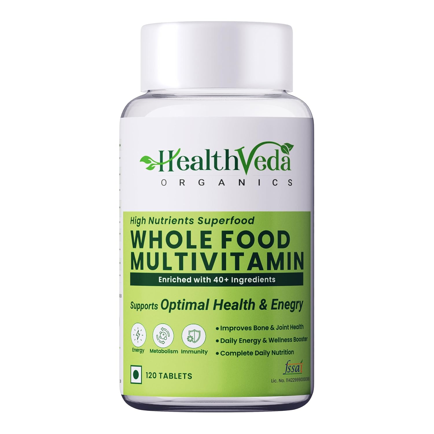 HEALTH VEDA ORGANICS PRIVATE LIMITED Whole Food Multivitamin With Natural Vitamins & Minerals I 120 Veg Tablets I Best For Energy, Brain, Heart & Eye Health I For Both Men & Women