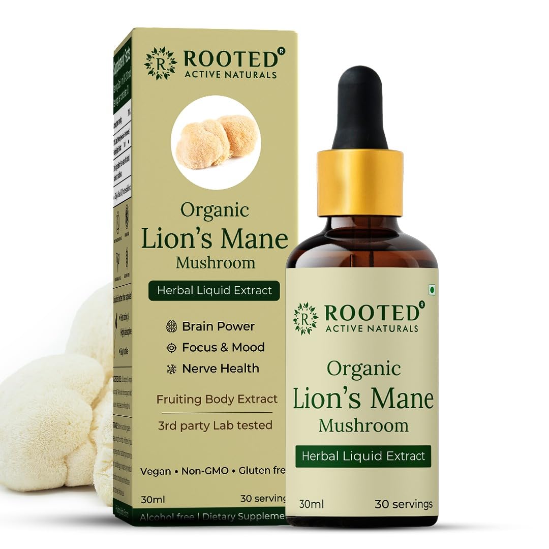 Organic Lions Mane Mushroom extract for Focus, Clarity, Brain Booster (Alcohol free liquid extract/Tincture) | 30 ml, 30 servings