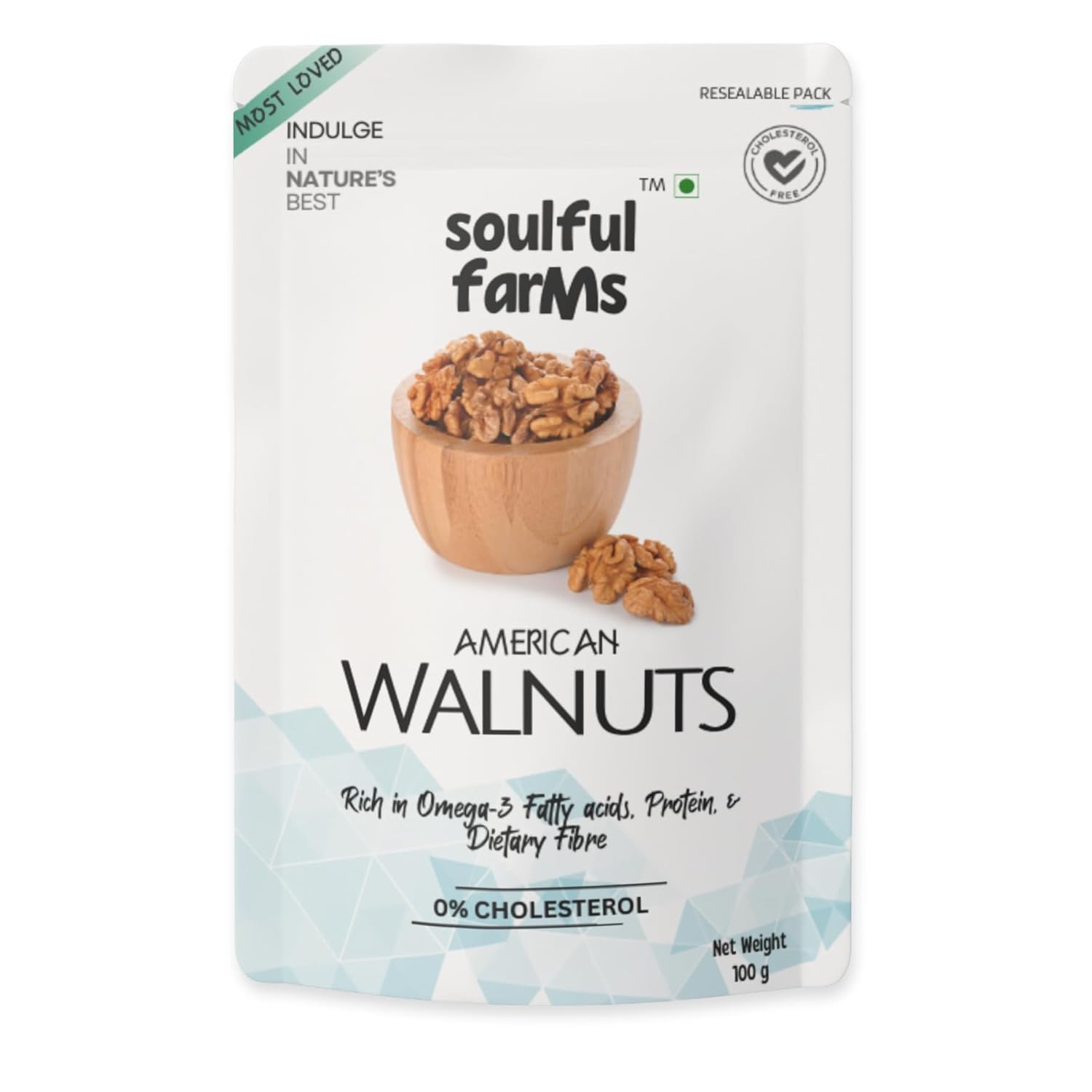 Soulful Farms American Walnut Kernels 100 g | Akhrot | Dry Fruits | 100% Natural | Rich in Proteins, Omega-3, & Antioxidants | Delightful Snack | Without Shell | Crunchy Brain-Boosting Snack