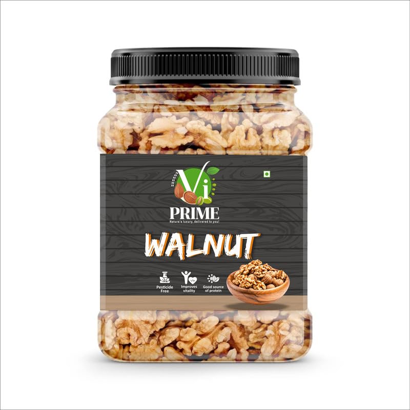 VI Prime Walnut Kernels | Akhrot Giri | Natural Unsalted Dry Fruit | Brain Boosting Healthy Nuts | Rich in Omega 3, Protein, Antioxidants | 200 Grams Jar