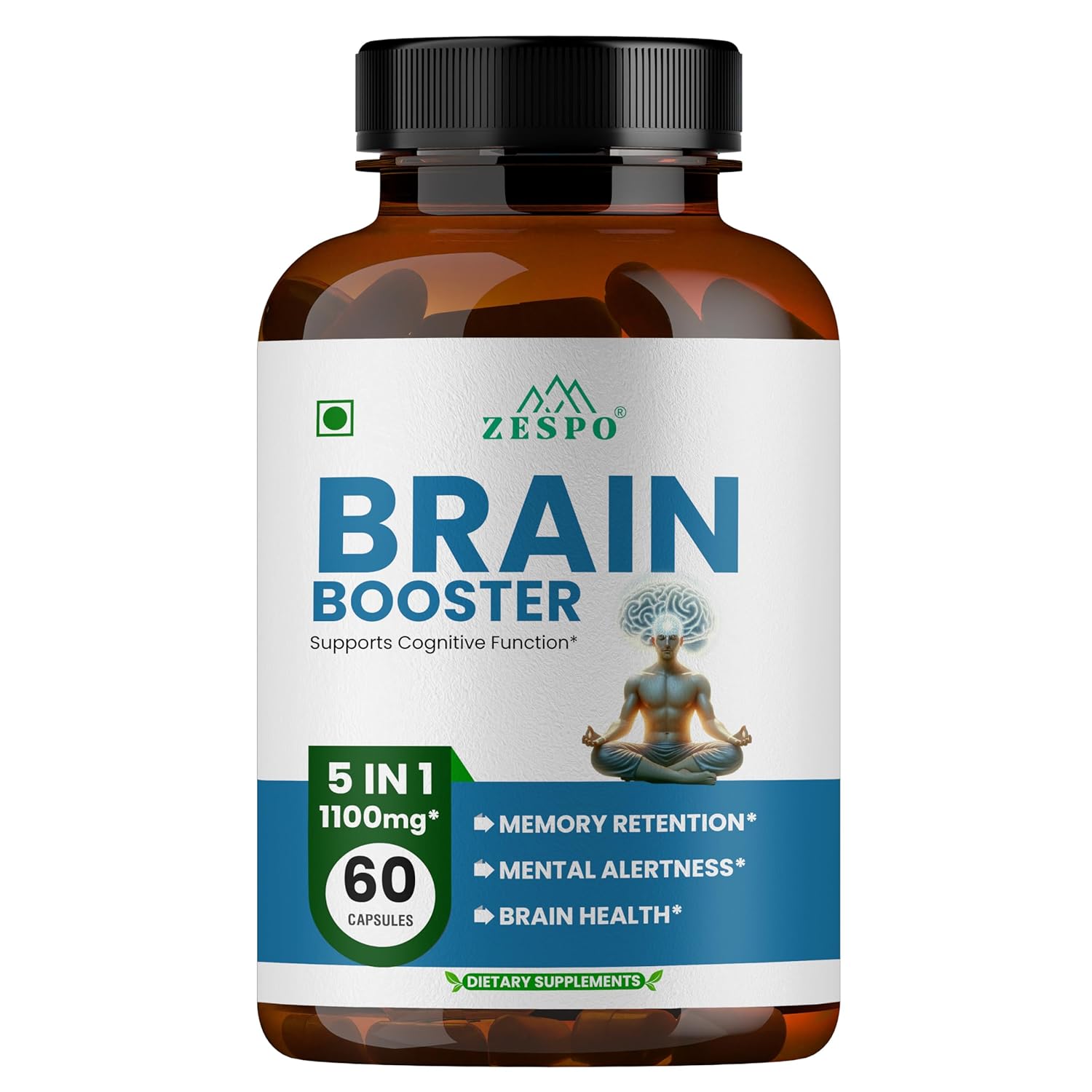 ZESPO Brain Booster 1100mg – Advanced Nootropic Supplement for Memory, Focus & Clarity – GABA, Lion’s Mane, Bacopa – Supports Cognitive Function & Mental Alertness
