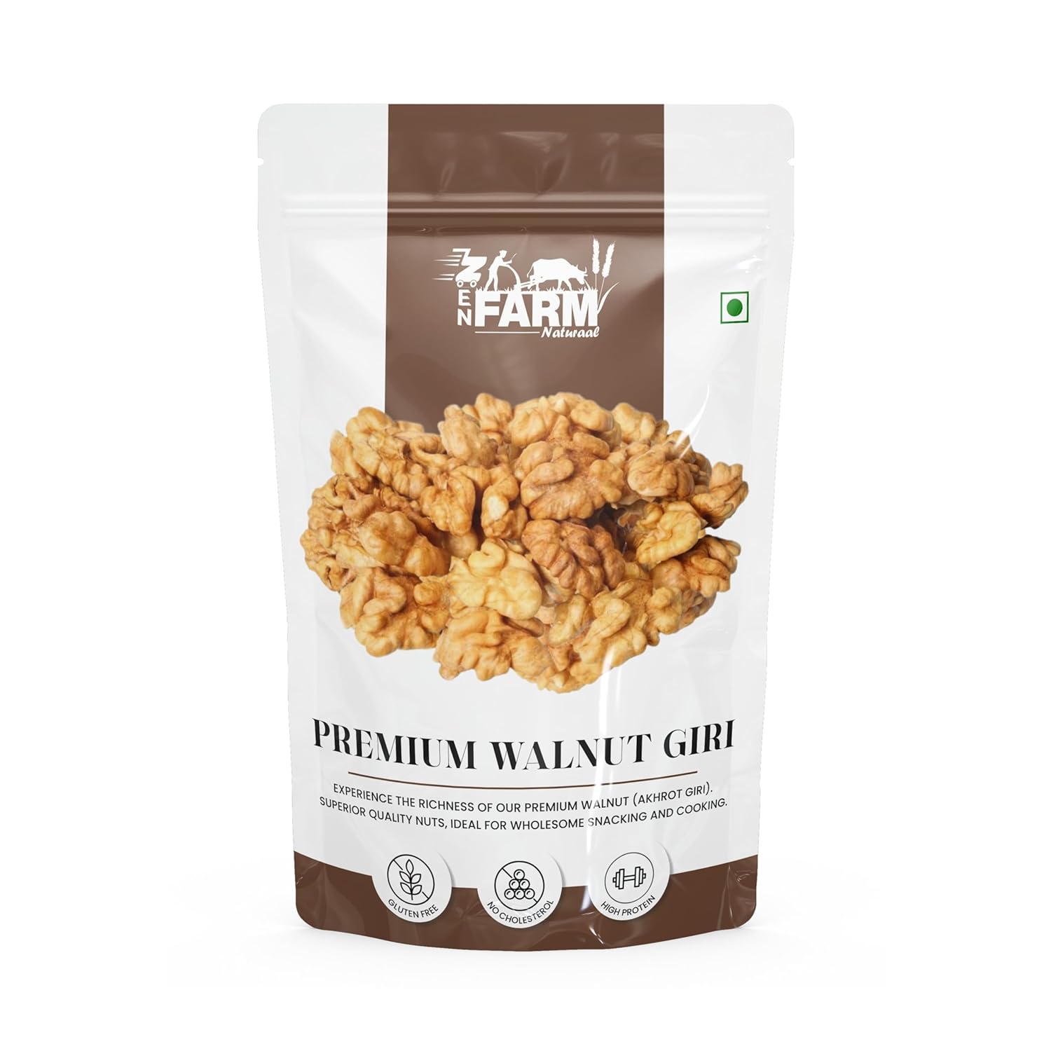 Zen Farm Natural 100% Natural Dried Kashmiri Premium Walnut Giri 250Gm | Akrot Rich in Protein & Iron | Low Calorie Nut Brain-Boosting Superfood