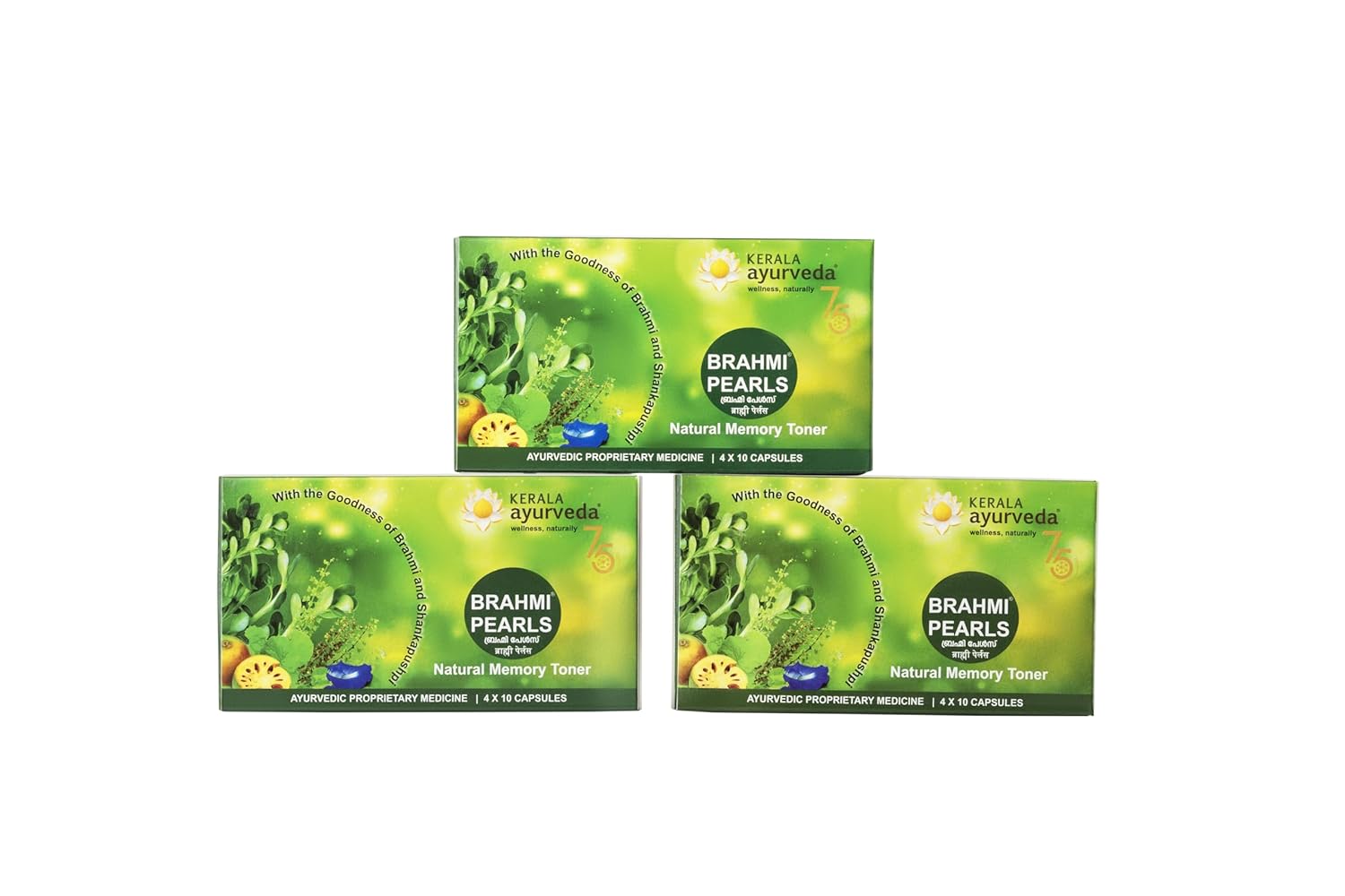 Kerala Ayurveda Brahmi Pearls | Capsules for Memory and Stress Relief | With Brahmi & Phyto-Actives | 40 Capsules