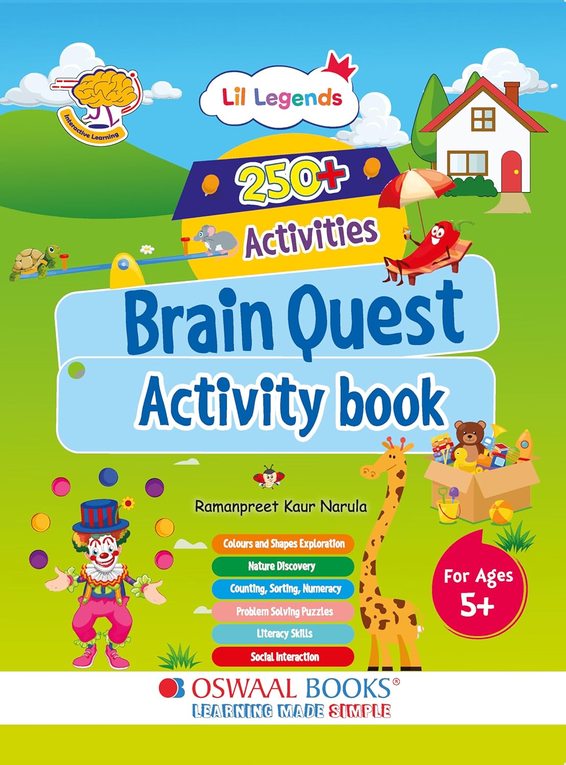 Oswaal 250+ Activities Brain Quest Activity Book for Early Learning Kids (Age 5+), Brain Booster,Problem-Solving Puzzles, Colours & Shapes, Counting, Sorting, Numeracy, Word Search & Educational Games