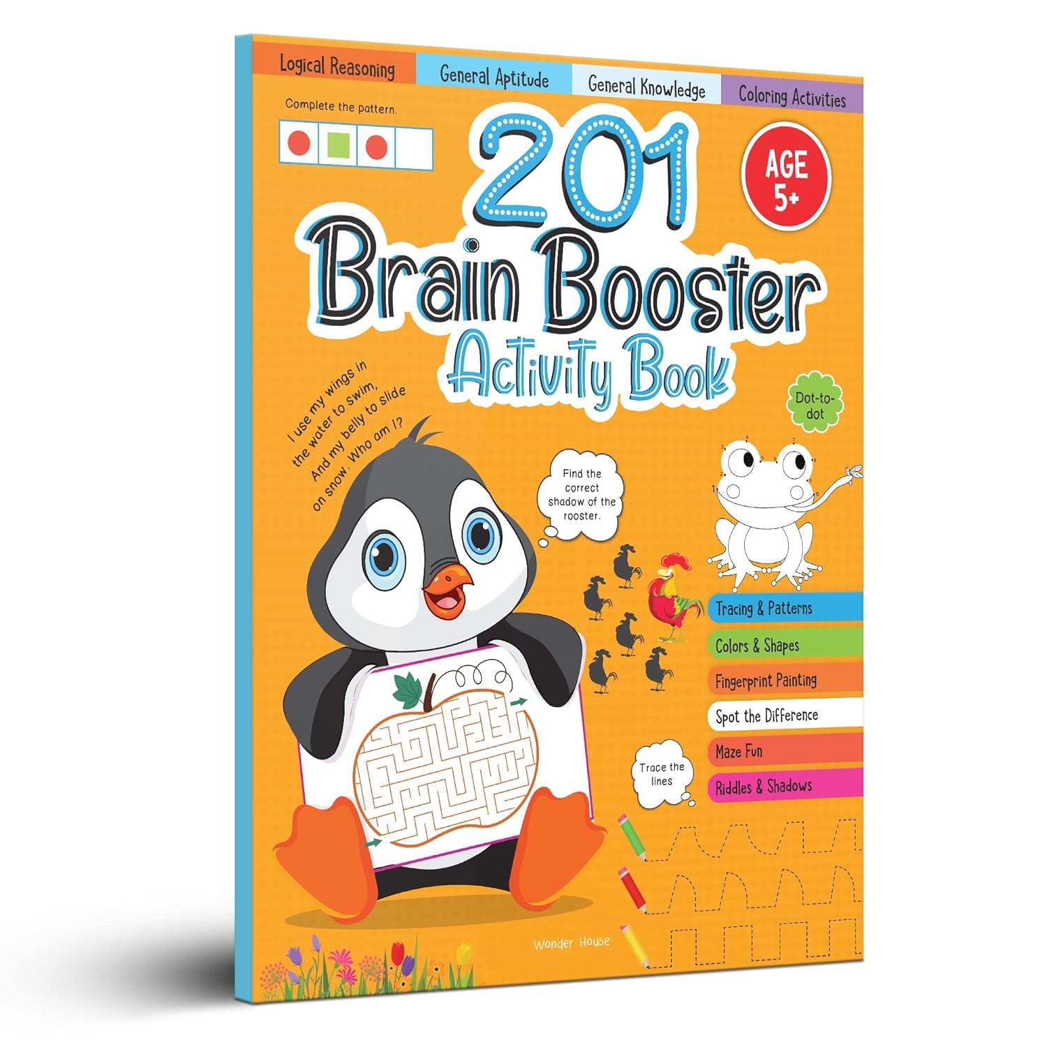 201 Brain Booster Activity Book – Fun Activities and Exercises For Children | Tracing & Pattern, Colors & Shapes, Maze | Ages 5 and up | 1.5 hours of fun time