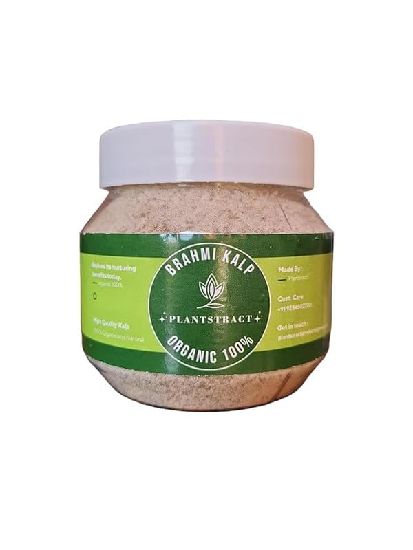 Energetic Brain Tonic Plantstract Natural Brahmi Kalp 200gm |Benefit Skin and Hair with Holistic Brahmi Kalp Powder |Pack of 200 Gm |Package of 200 Gm Essential Hair Powder for Cultivating Tranquility