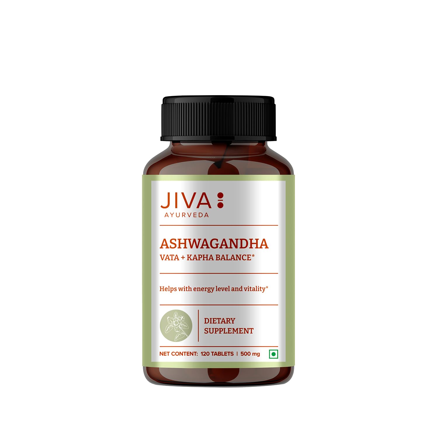 Jiva Ashwagandha Tablet | 100% Ayurvedic Formulation for Immunity And Energy Level | Helpful in Kapha & Vata Doshas- 120 Tablets (Pack of 1)