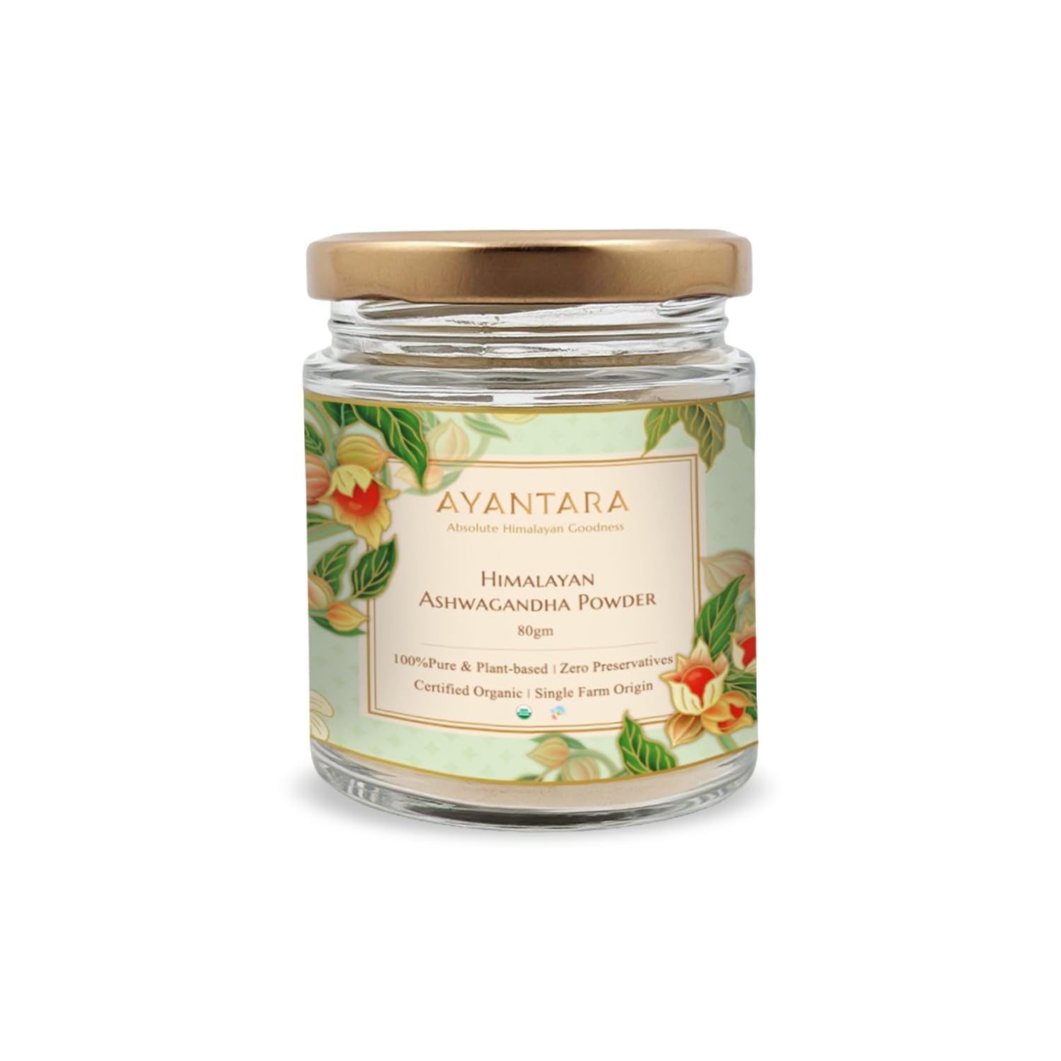 Ayantara Himalayan Ashwagandha Powder | 100% Natural & Organic | Powerful Adaptogen for Stress Relief, Strength & Immunity | Enhances Energy, Focus & Sleep | No Preservatives or Heavy Metals (80g)