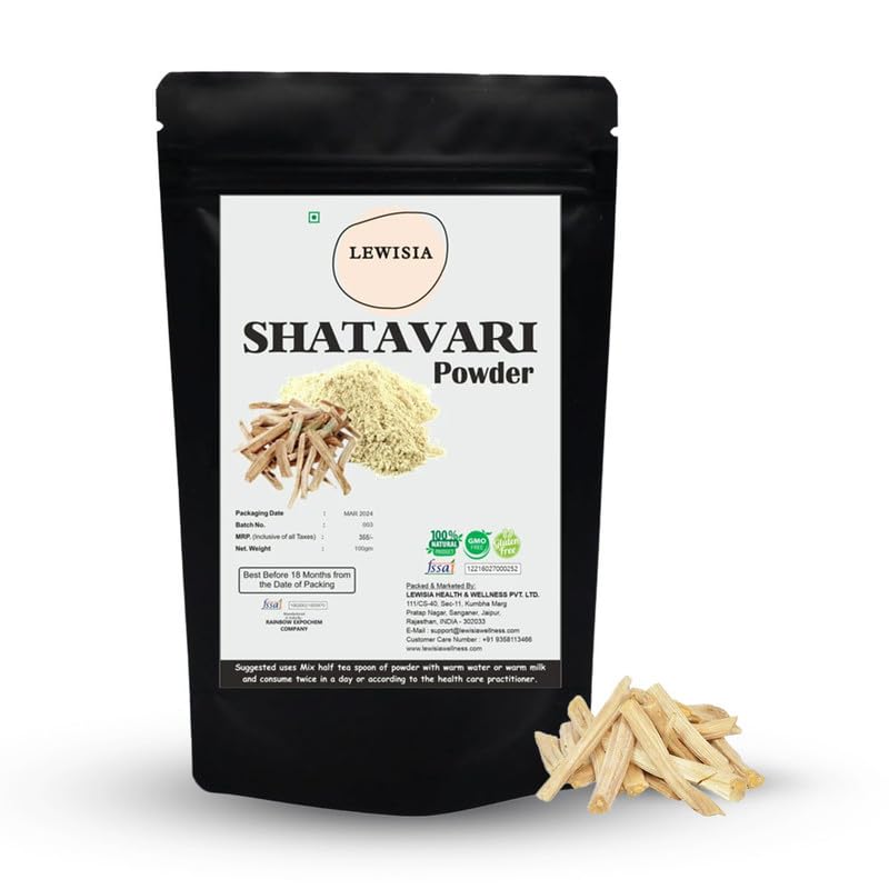 Lewisia in organics Shatavari Powder | Asparagus Racemosus Powder for Women, 100g | Herbal Supplement | Balance Women’s Hormones| Promotes Vitality and Strength