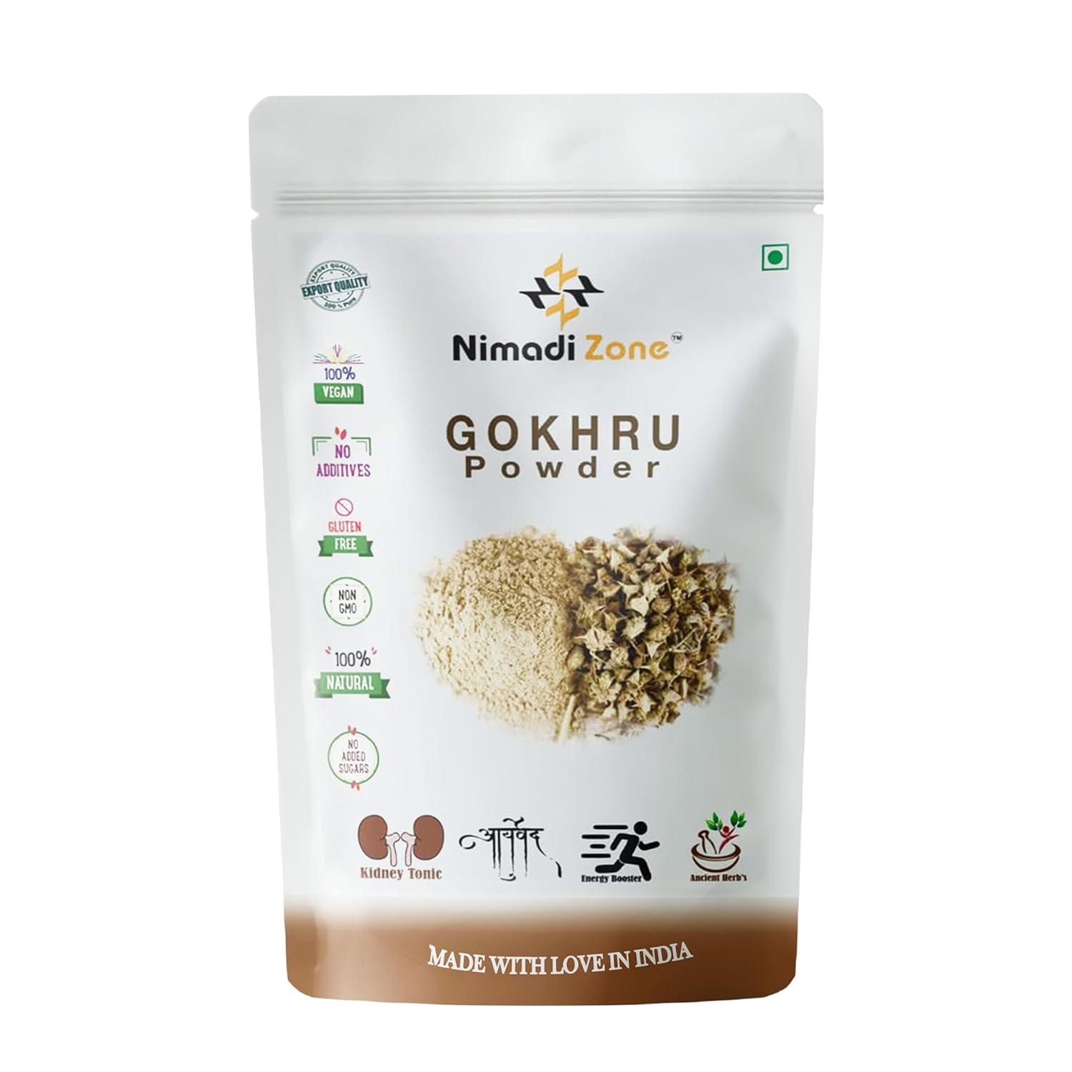 Nimadi Zone Gokhru Seeds Powder | Tribulus Terrestris Powder | Gokshura | Caltrops | 100 grams