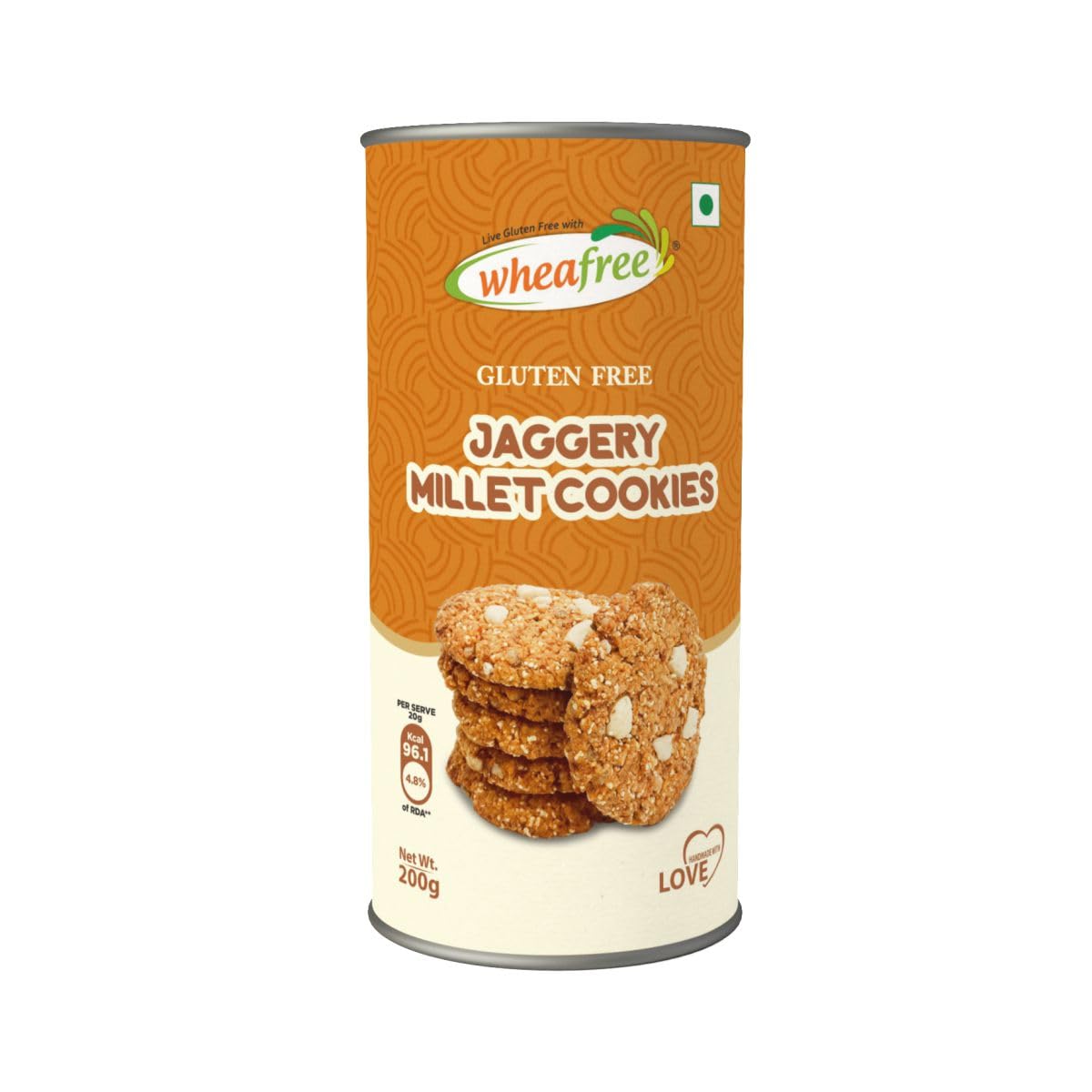 Wheafree Gluten Free Jaggery Millet Cookies – 200g| Goodness of Millets, Legumes & Nuts | Sorghum, Amaranth & Pearl Millets | Made with Jaggery and Desi Ghee | High Fibre & Source of Protein