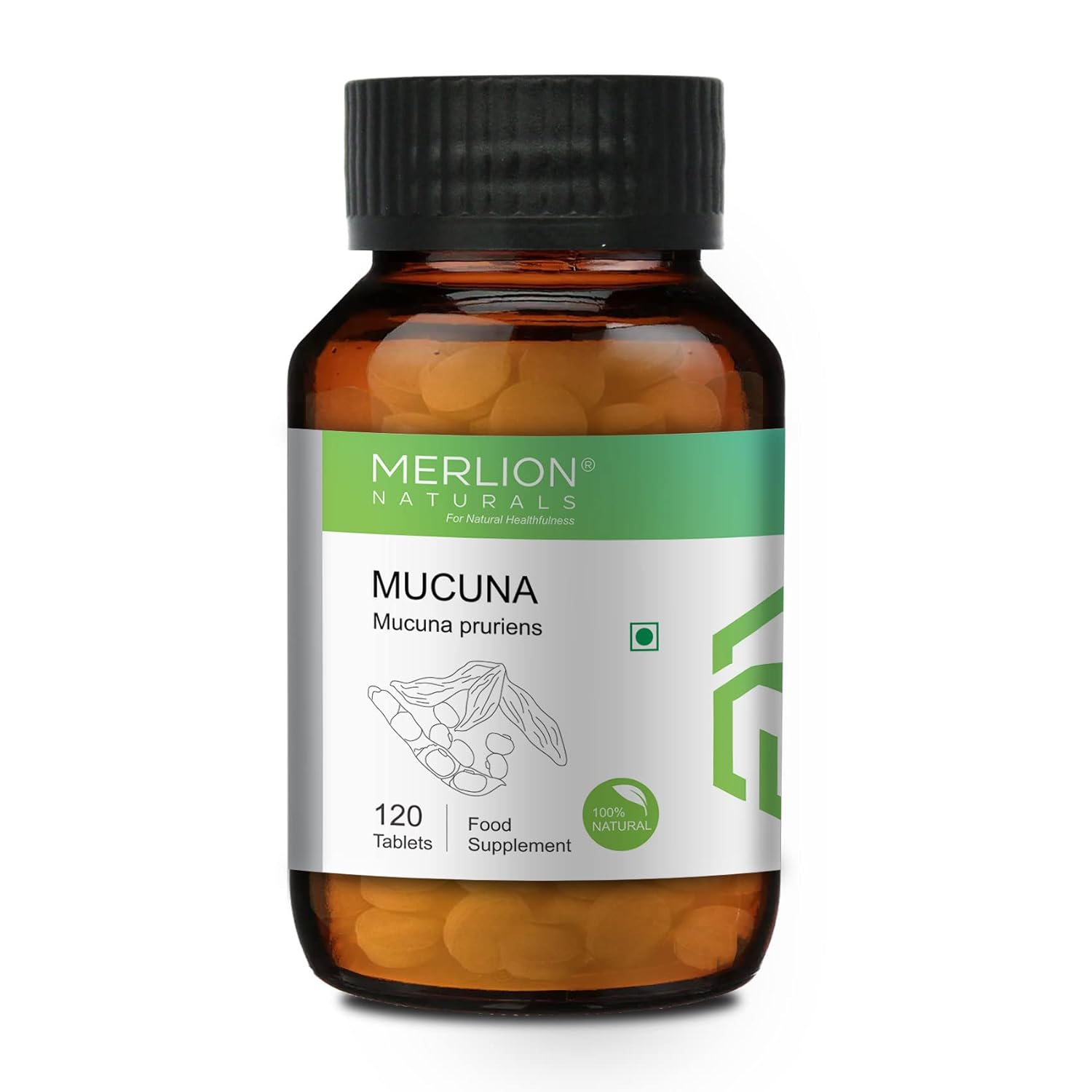 MERLION NATURALS Mucuna Tablets 500mg (120 Tablets) | Kaunch Beej | Kapikachu | Mucuna pruriens | Brain Health Support | Mood & Energy Booster | Pure Herbal Formula