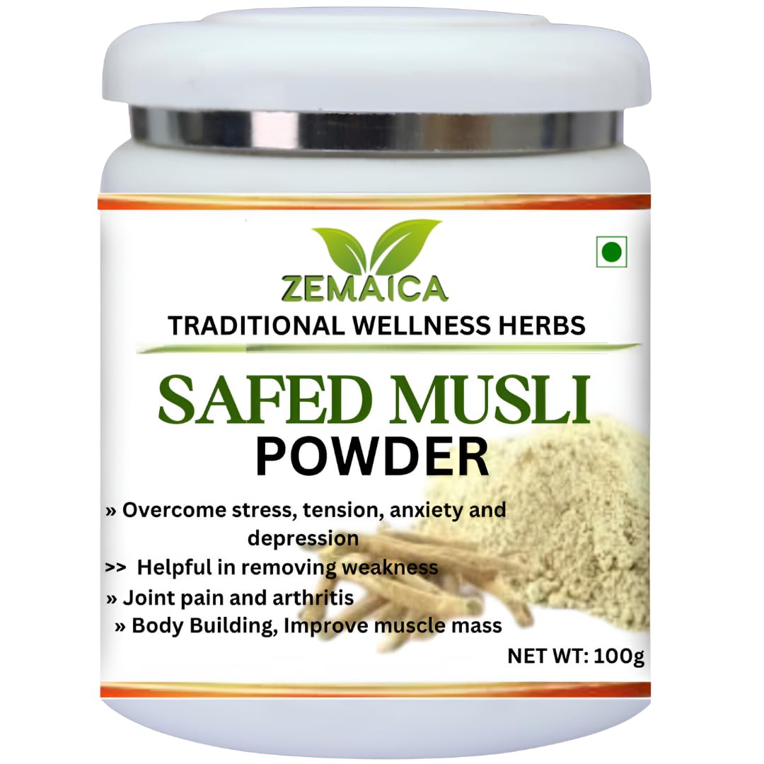 safed musli powder Organic Ayurvedic Herb For Vitality, Stamina & Performance100g Pack 1