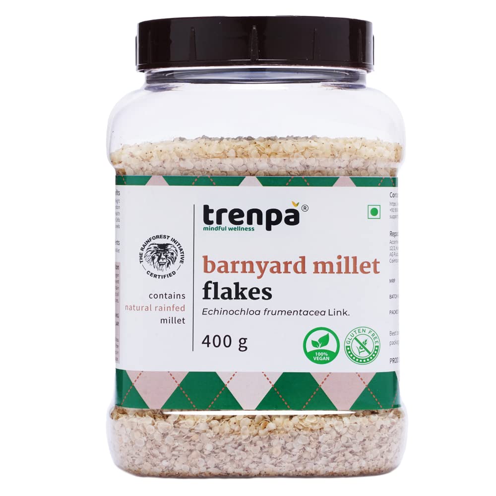 TRENPA Barnyard Millet Poha Flakes, 400g | Healthy Breakfast Cereal | Diabetic – Friendly | Low Cholesterol, Gluten-Free, High-Fibre Food