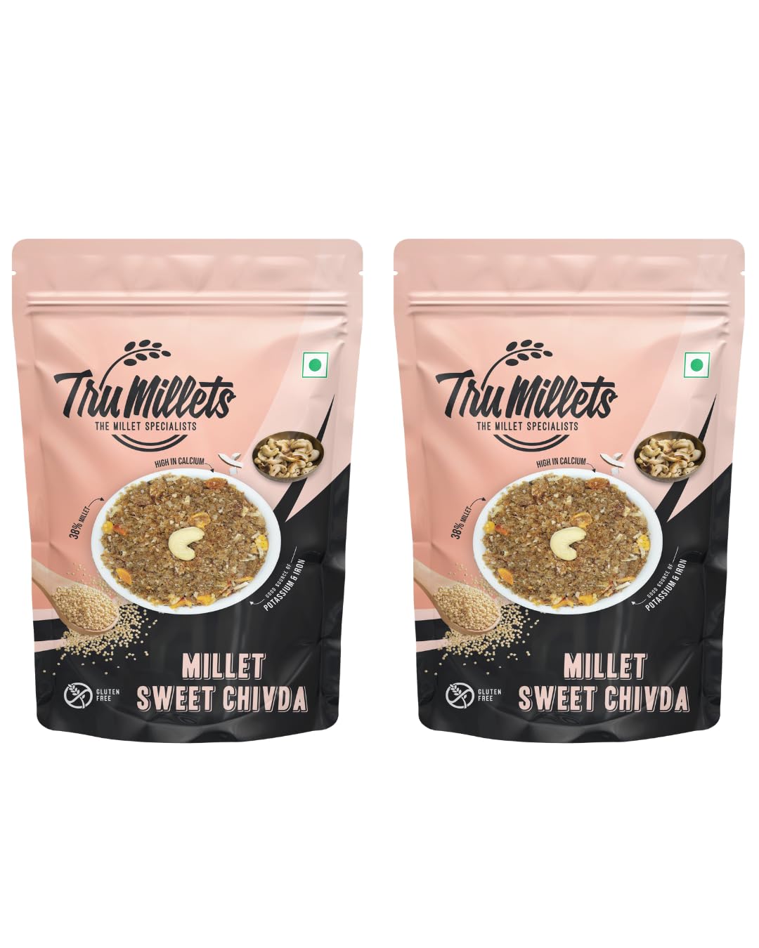 Trumillets Healthy Millet Snack for Kodo Millet Sweet Chivda | Indian Masala Crispy Diet Mixture | Healthy And Hygienic Snacks | High Protein & Fiber Snack | No Preservative (Each 125 Gm Pack of 2)