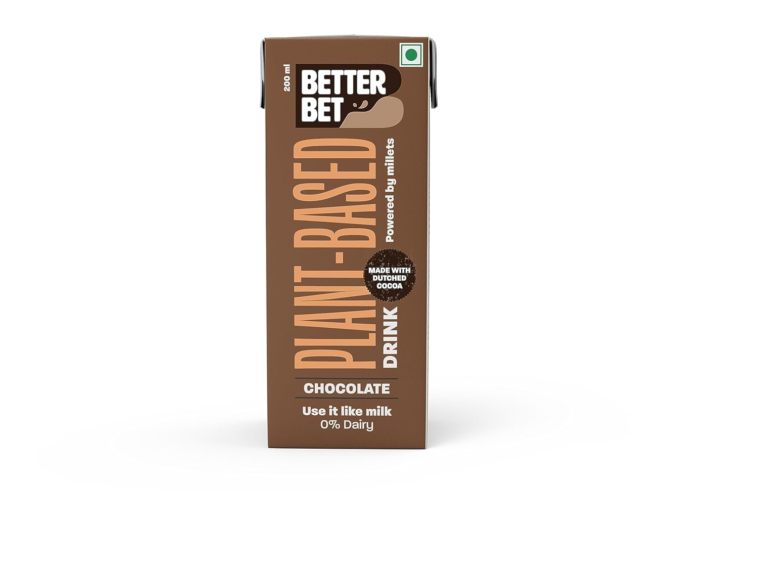 Better Bet Chocolate Vegan Millet Beverage 2.4L (12 X 200 ML) | Plant Based | Lactose Free | No Added Preservatives | No Cholesterol | No Trans Fat