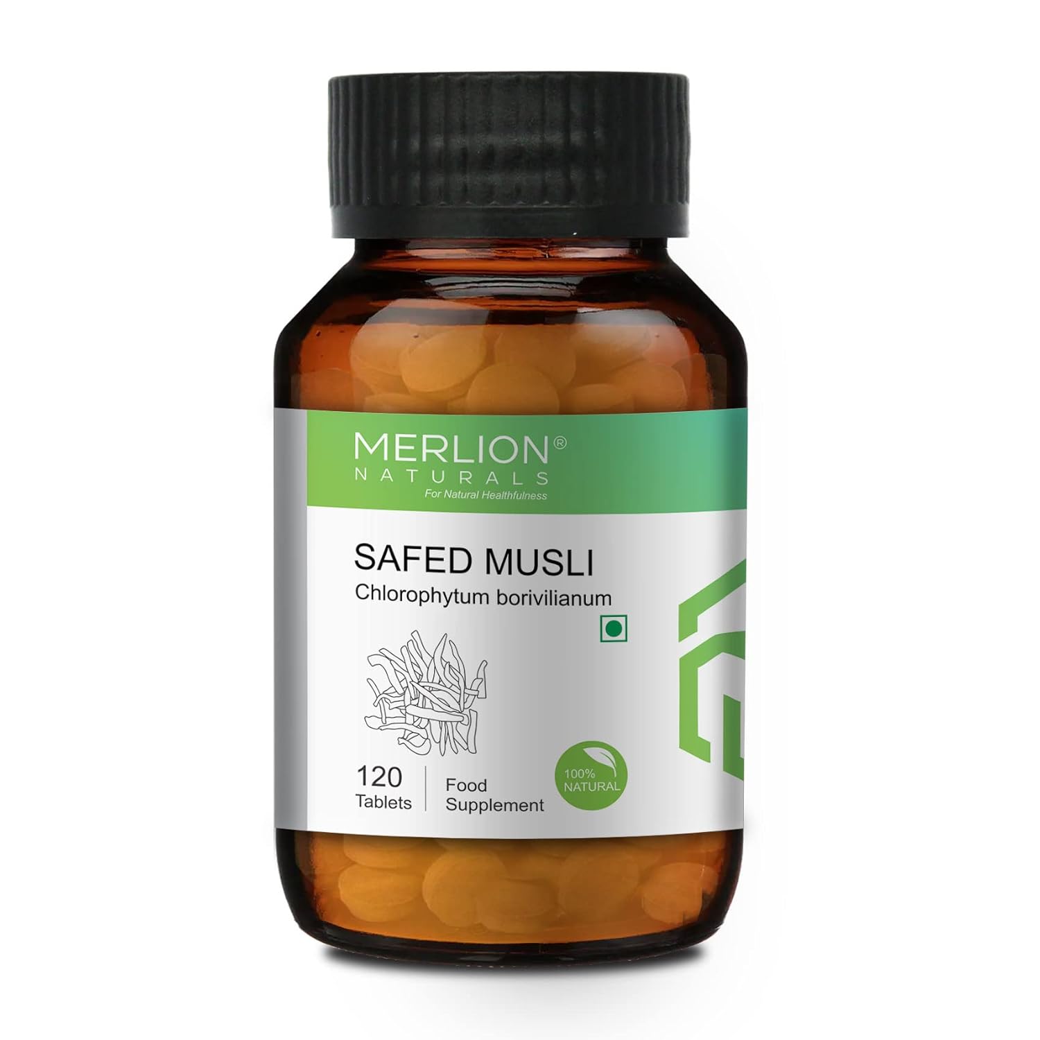 Merlion Naturals Safed Musli Tablets, Chlorophytum borivilianum, 500mg (120 Tablets)