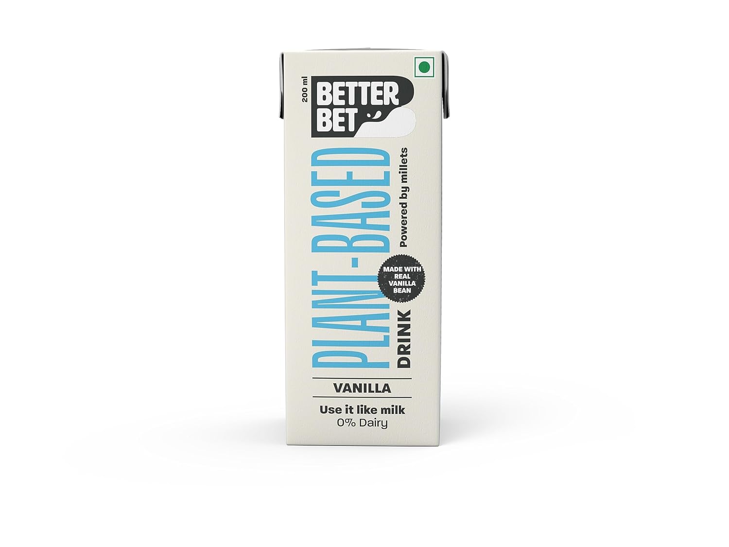 Better Bet Vanilla Vegan Millet Beverage 4L (20 X 200 ML) | Plant Based | Lactose Free | No Added Preservatives | No Cholesterol | No Trans Fat
