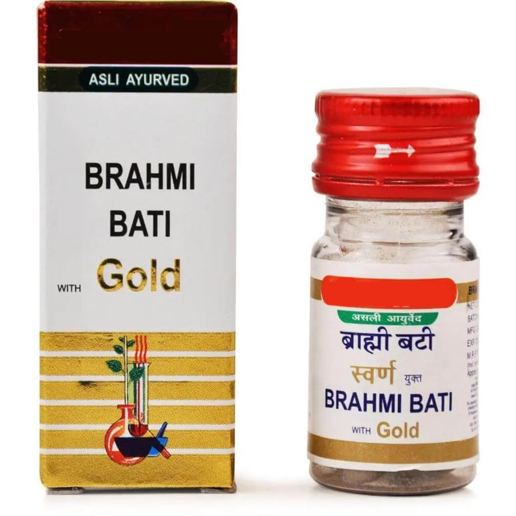 Brahmi Vati Gold 25 Tablets II Ayurvedic II Gold II Swarna Moti Kesar Yukta II