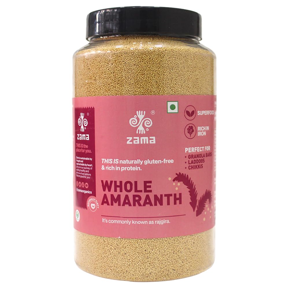 Zama Organics Amaranth Seeds 1Kg Jar | Certified organic | Rich in Fiber & Protein | Keto Friendly | Best for soups, chapati, salads | Gluten free, Calcium Rich | No Cholesterol | Rajgira Seed