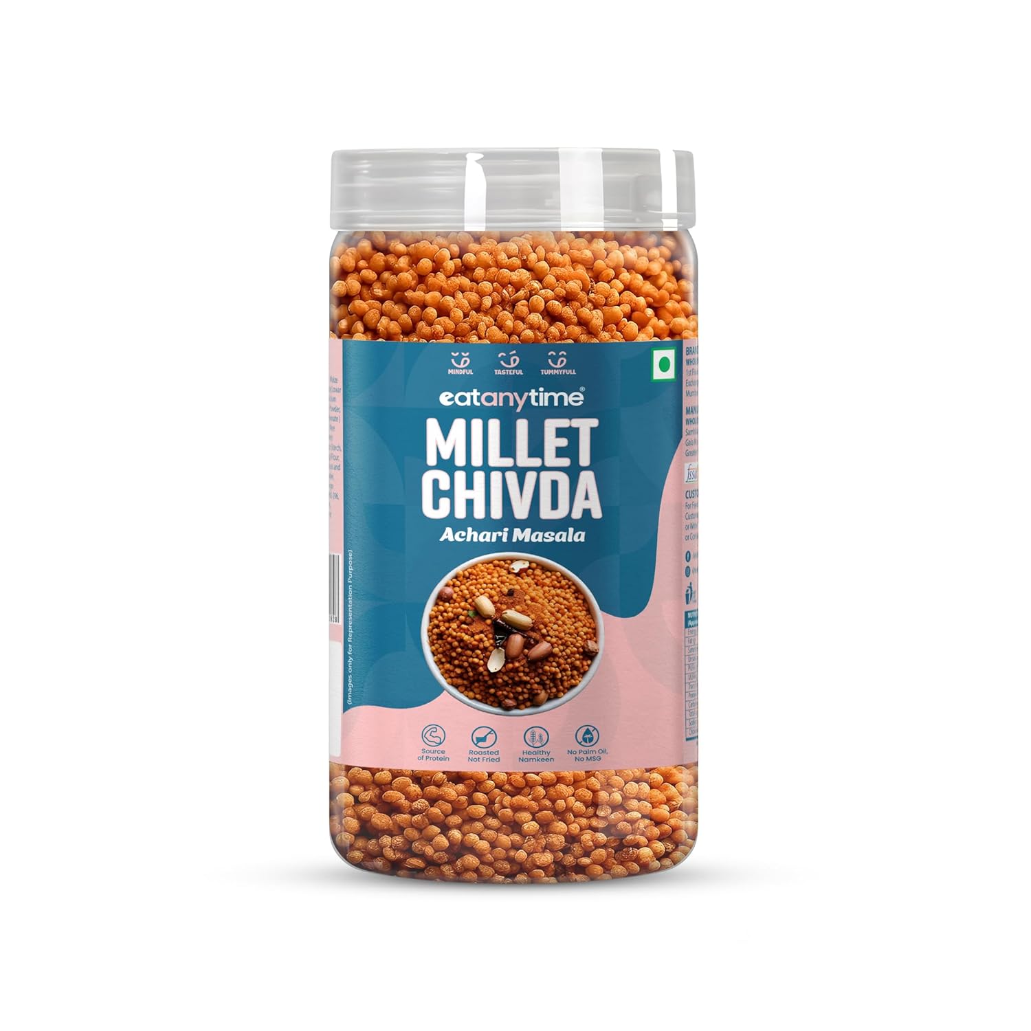Eat Anytime Achari Millet Chivda | Spicy & Tangy Pickle-Flavored Crunchy Snack | Rich In Fiber & Protein, Gluten-Free | No Artificial Additives | Perfect For Healthy Snacking, (Pack of 1)