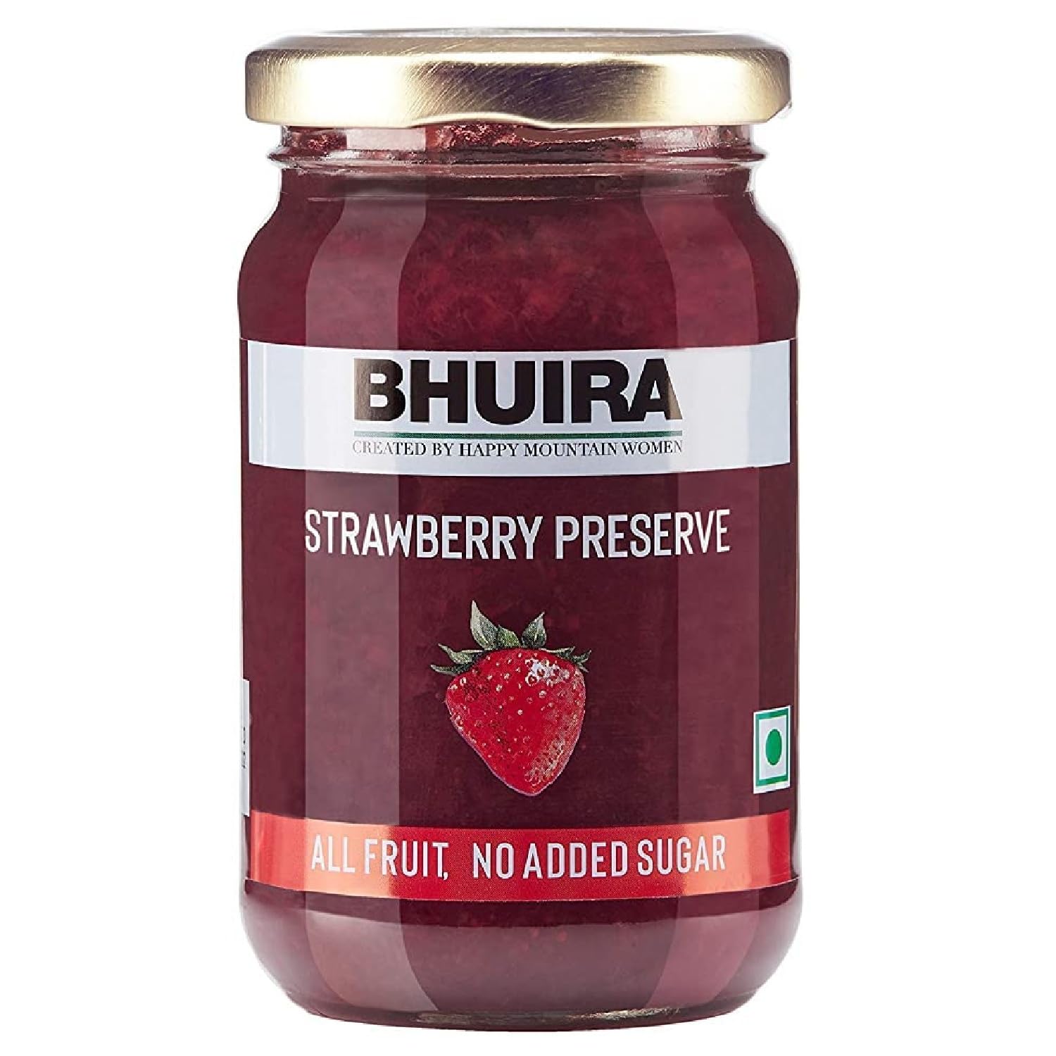 Bhuira Strawberry Preserve – 240g | All Natural No Added Sugar, Preservatives, Artificial Colors | Handmade Himachal Vegetarian Fruit Spread | Breakfast Toast Dessert | Healthy Snack | Guilt-Free