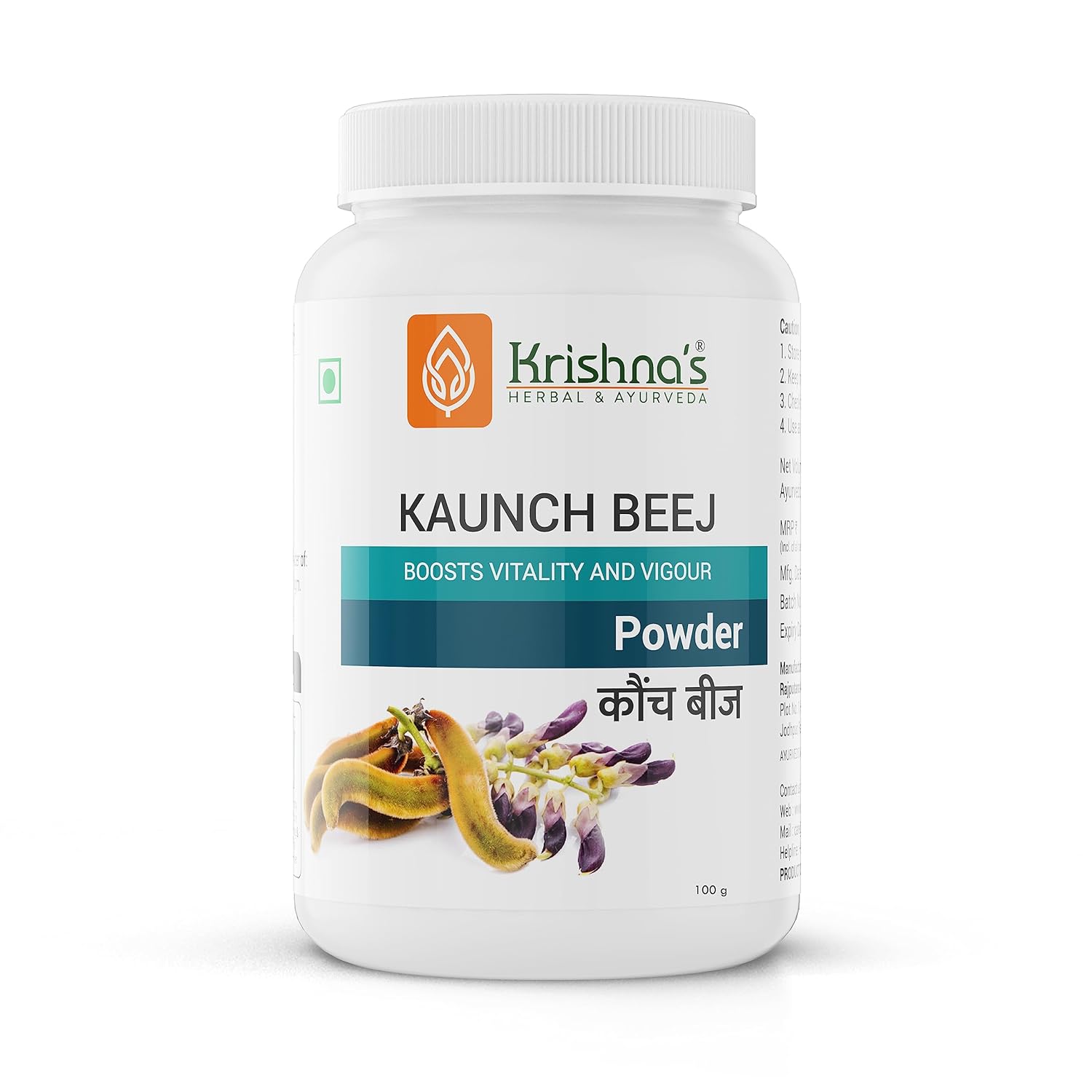 Krishna’s Kaunch Beej (Mucuna pruriens) Powder – 100 g | 100% Natural Kaunch seeds | Boosts Vigour & Vitality