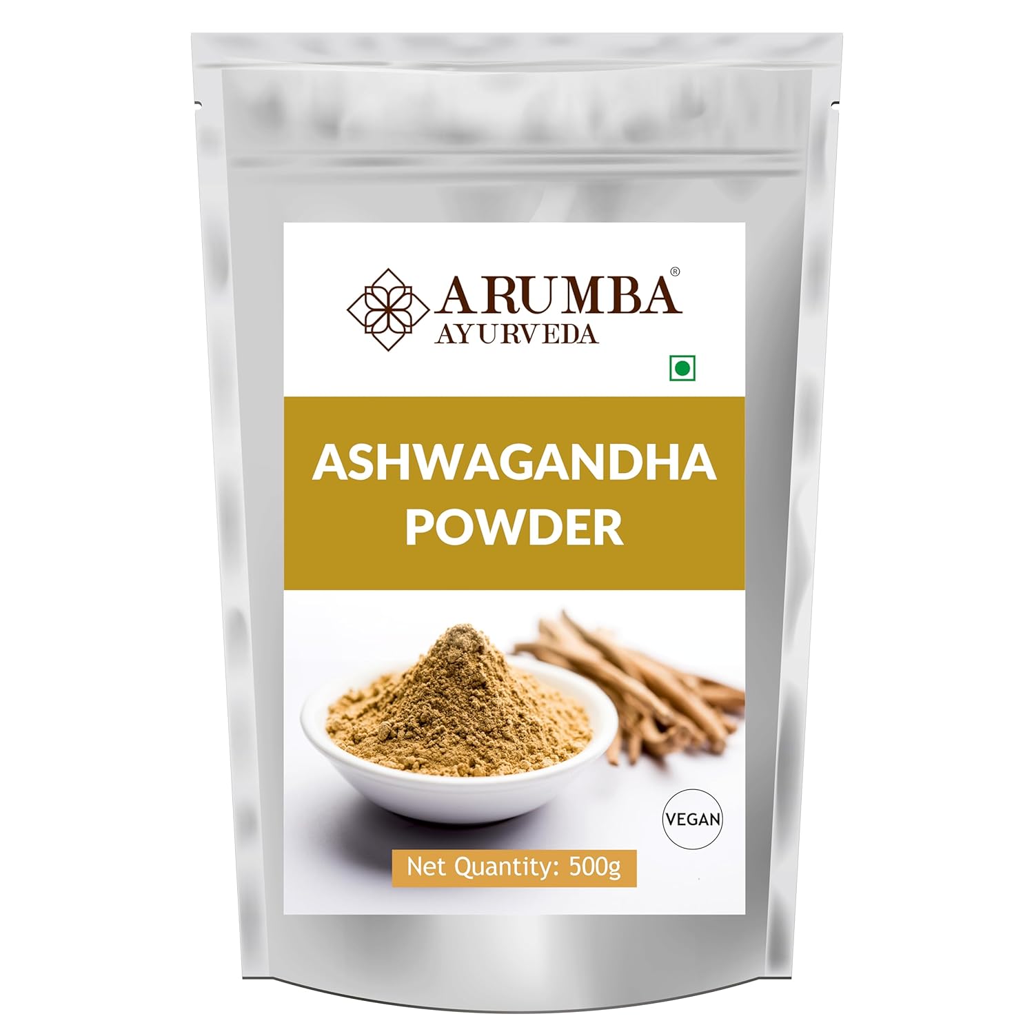 Arumba Ashwagandha Churna Powder 500 grams, Made with 100% Natural Ashwagandha Root, Withania Somnifera, Indian Ginseng For Stress Relief, Overall wellness support