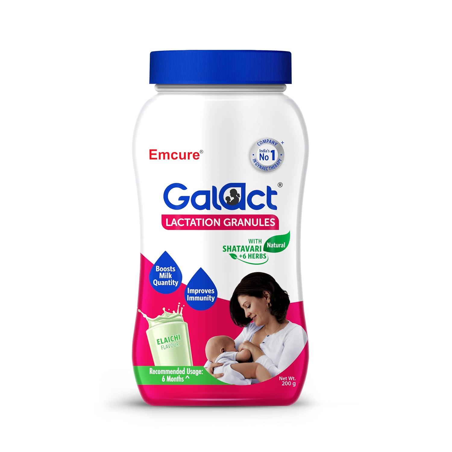 Galact Granules – Lactation Supplement With Shatavari To Increase Breast Milk – Elaichi Flavour 200 G|10 Day Pack|2 Scoops Per Serving With Milk|From Emcure Pharmaceuticals Ltd,1 Count