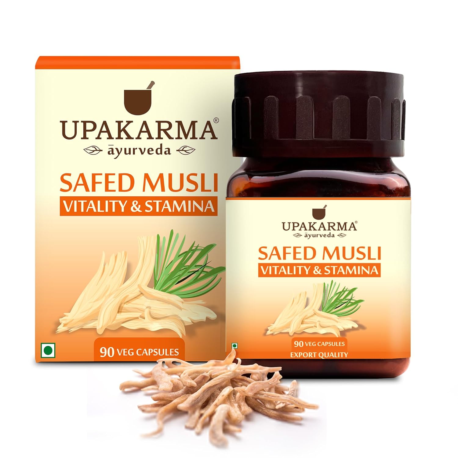 UPAKARMA Safed Musli Capsules (500 mg) | Stamina & Vitality Booster for Men | 90 Veg Capsules – Pack of 1