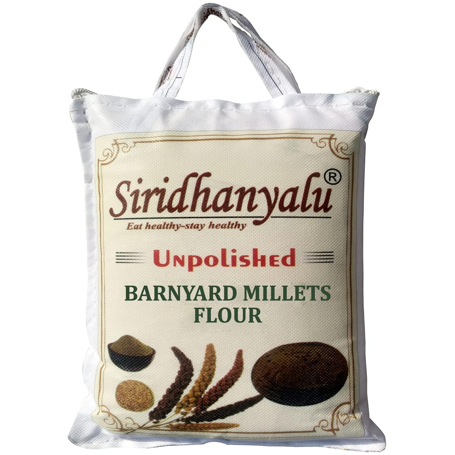 Siridhanyalu Organic Barnyard Millet Flour | 100% Natural & Gluten Free | Cooks in 15mins | Khira Seeds | Unpolished High Fibe Minor Millets Flour | Flour | Low GI | 900G New Tech Rock-Hard Vacuumed Pack