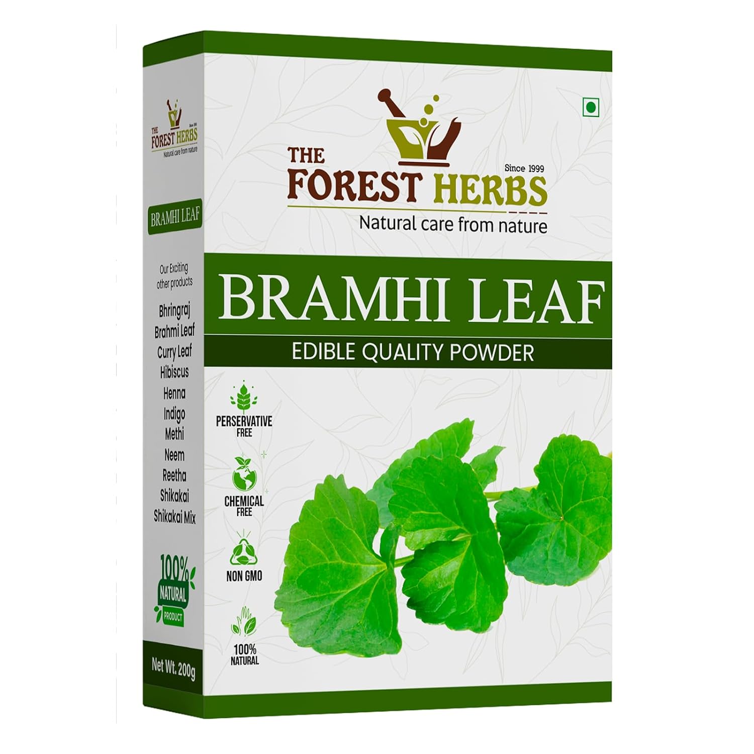 THE FOREST HERBS Natural care from nature Brahmi Powder 200 Grams For Hair Growth | 100% Natural, No Preservative, All Hair Type