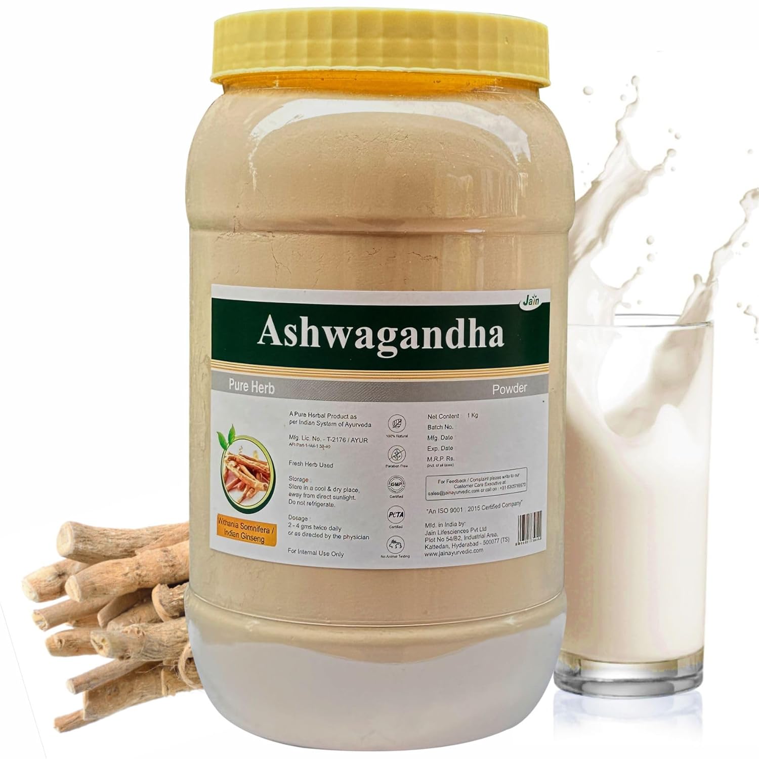 Jain Ashwagandha Powder 1kg – | Natural Stress Buster & Immunity Booster |100% Natural Herbal Supplement