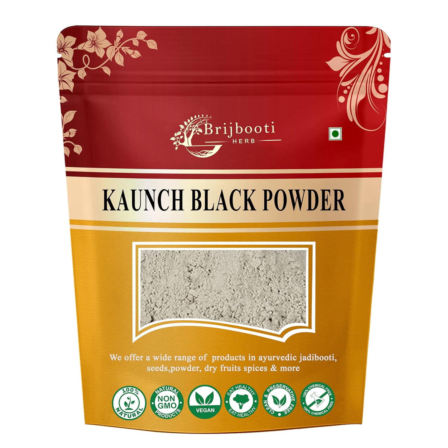 BrijBooti Black Kaunch Seeds Powder 100 Gr – Kaunch Beej Kala Powder – Mucuna Pruriens – Cowhage