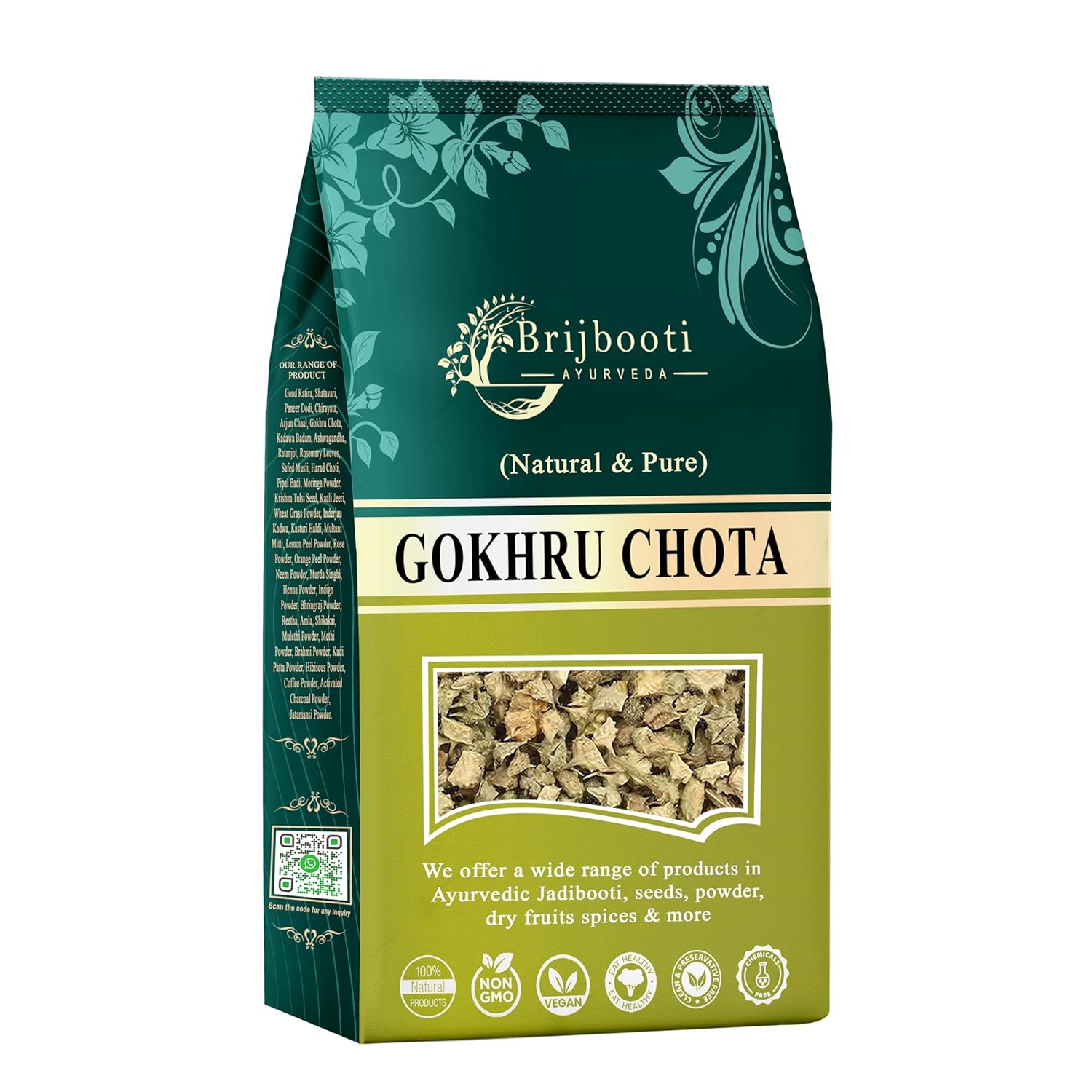 Birju Mahavir Gokhru Chota – Tribulus Terrestris Seeds – Small Caltrops, Natural, 200 gram (BMPL-355)