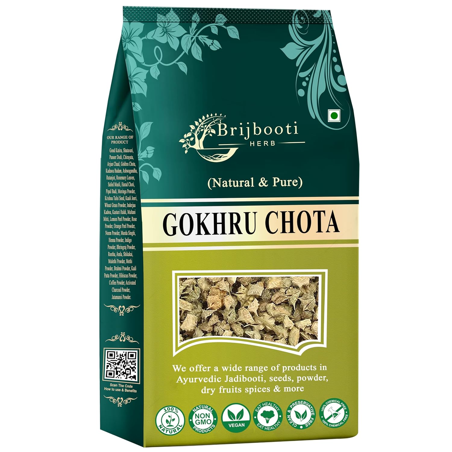 Birju Mahavir Gokhru Chota – Tribulus Terrestris Seeds – Small Caltrops, Natural, 400 gram (BMPL-356)