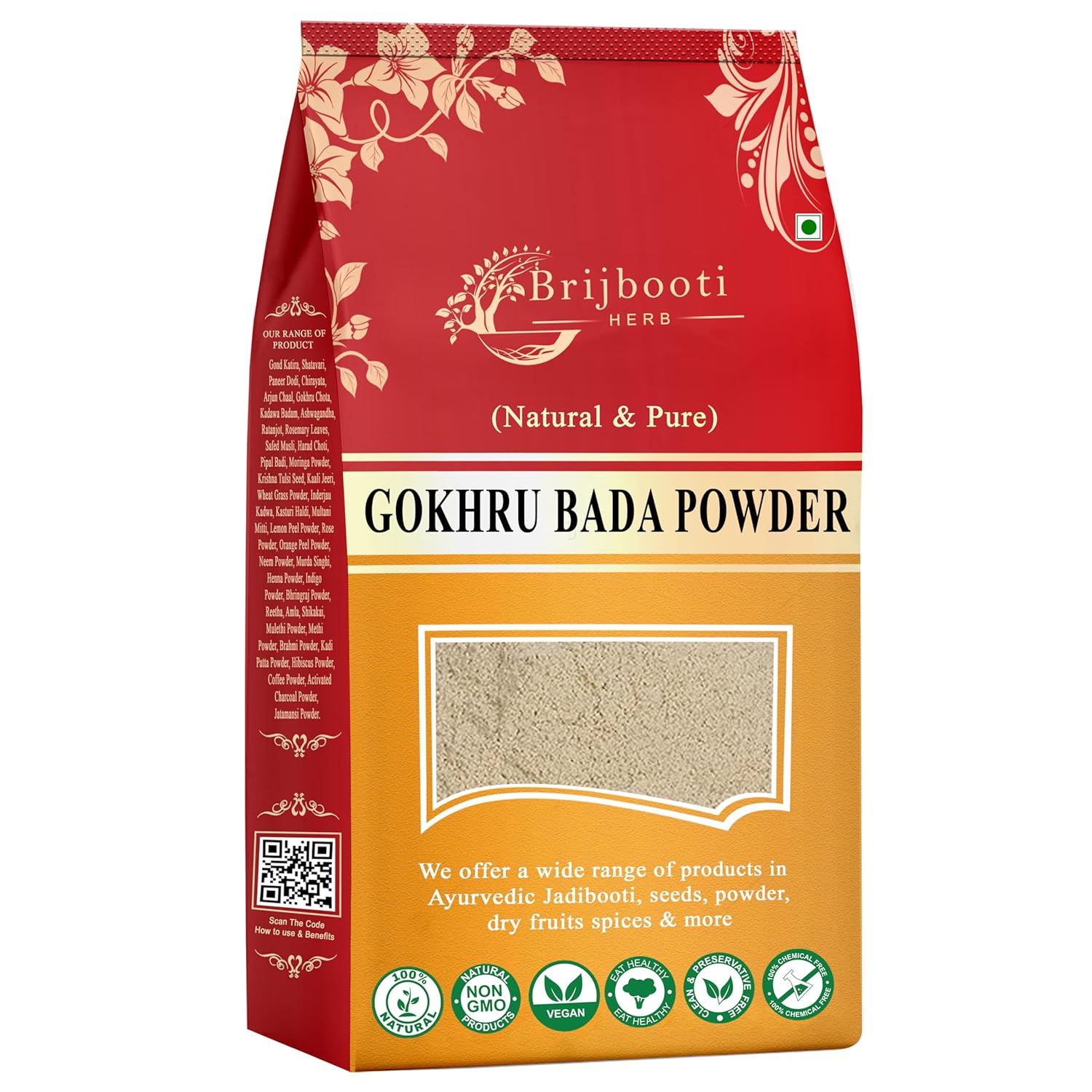 Brijbooti Gokhru Bada Powder Churan – 250 Gr | Tribulus Terrestris Powder | Gokshru Powder- Large Caltrops