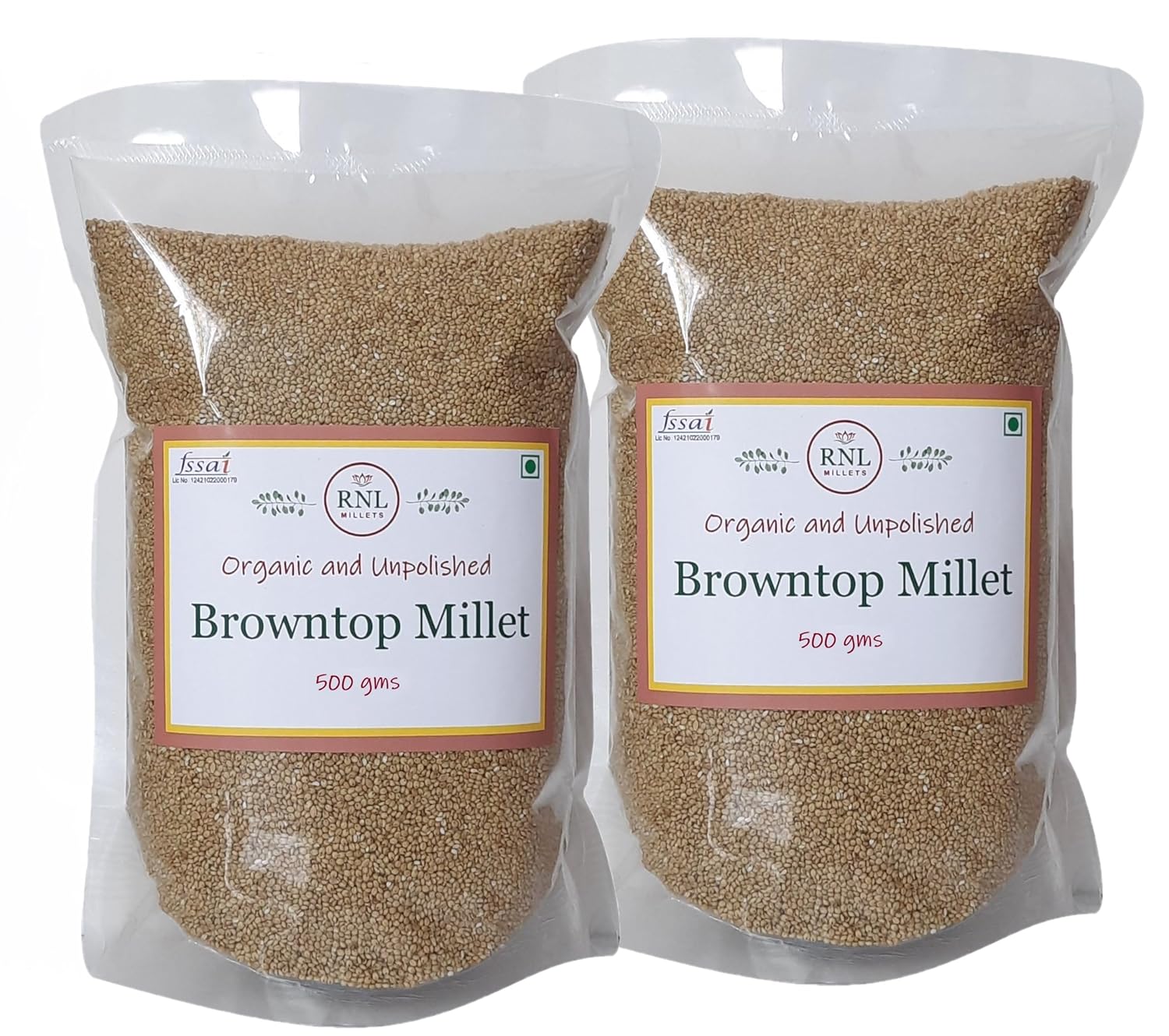 Unpolished Browntop Millet 1kg (2 x 500g), Andu korralu, Hari Kangni, Kula Saamai, Korale