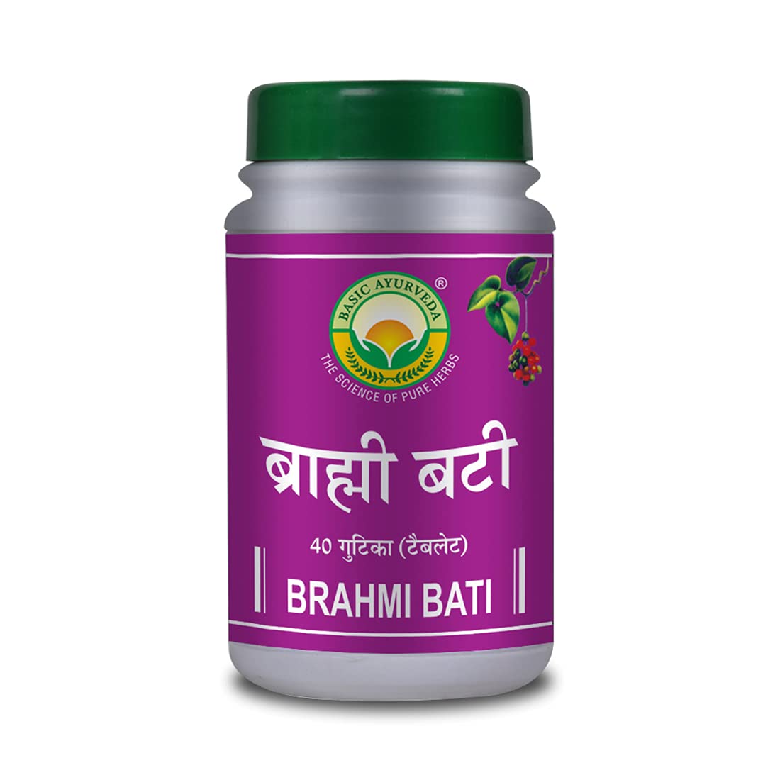 BASIC AYURVEDA Brahmi Bati – 40 Tablets | Brain & Nervous System Herbal Tabs