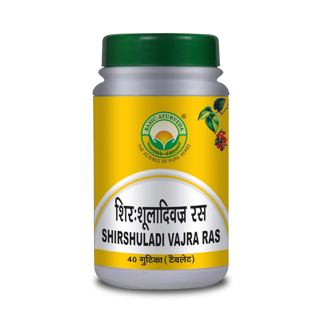 BASIC AYURVEDA Shirshuladi Vajra Ras 40 Tablets | Organic Ayurvedic Formula for Headache & Wellness