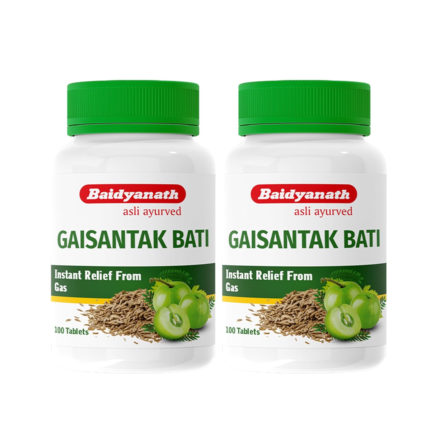 Baidyanath Gaisantak Bati – Instant Relief from Gas and Indigestion – 100 Tablets (Pack of 2)