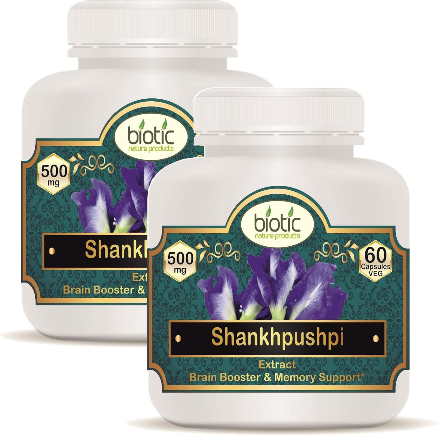 Biotic Shankhpushpi Capsules Extract 500mg – 120 Veg Capsules (Pack of 2)